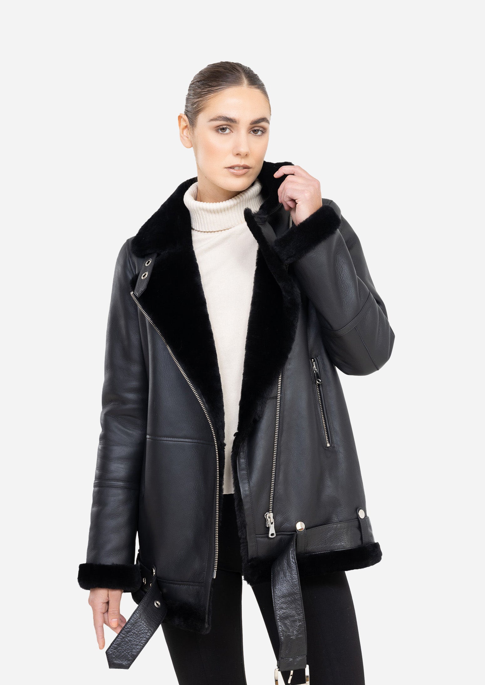 POLINA  SHEARLING MOTO JACKET
