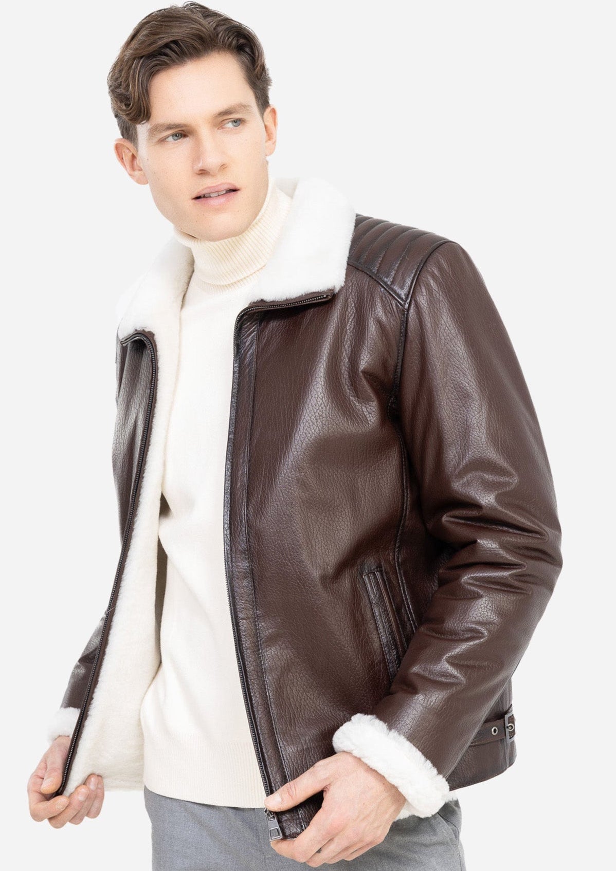 RAFA MEN'S GENUINE SHEARLING JACKET