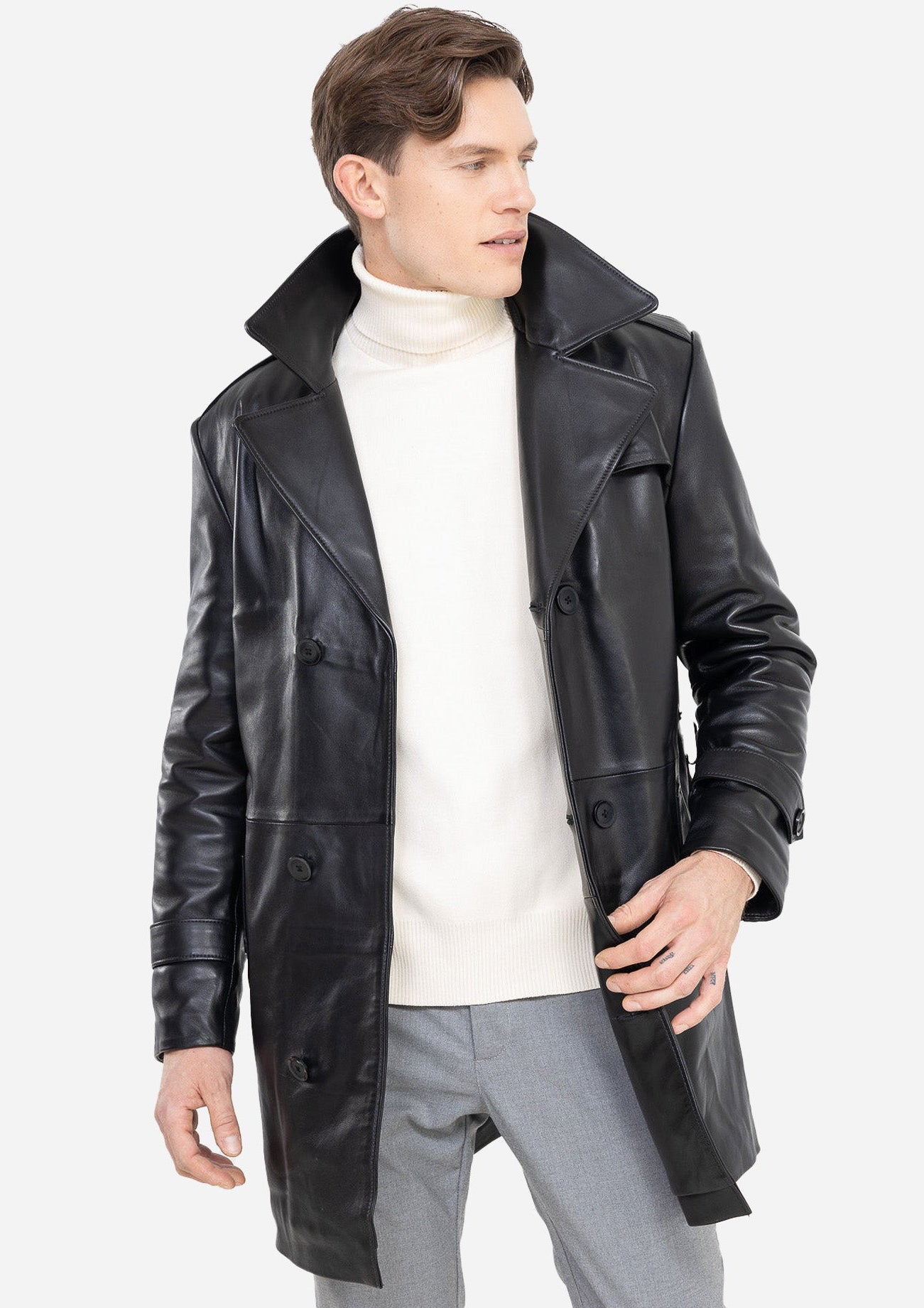 Tony Genuine Leather Trench