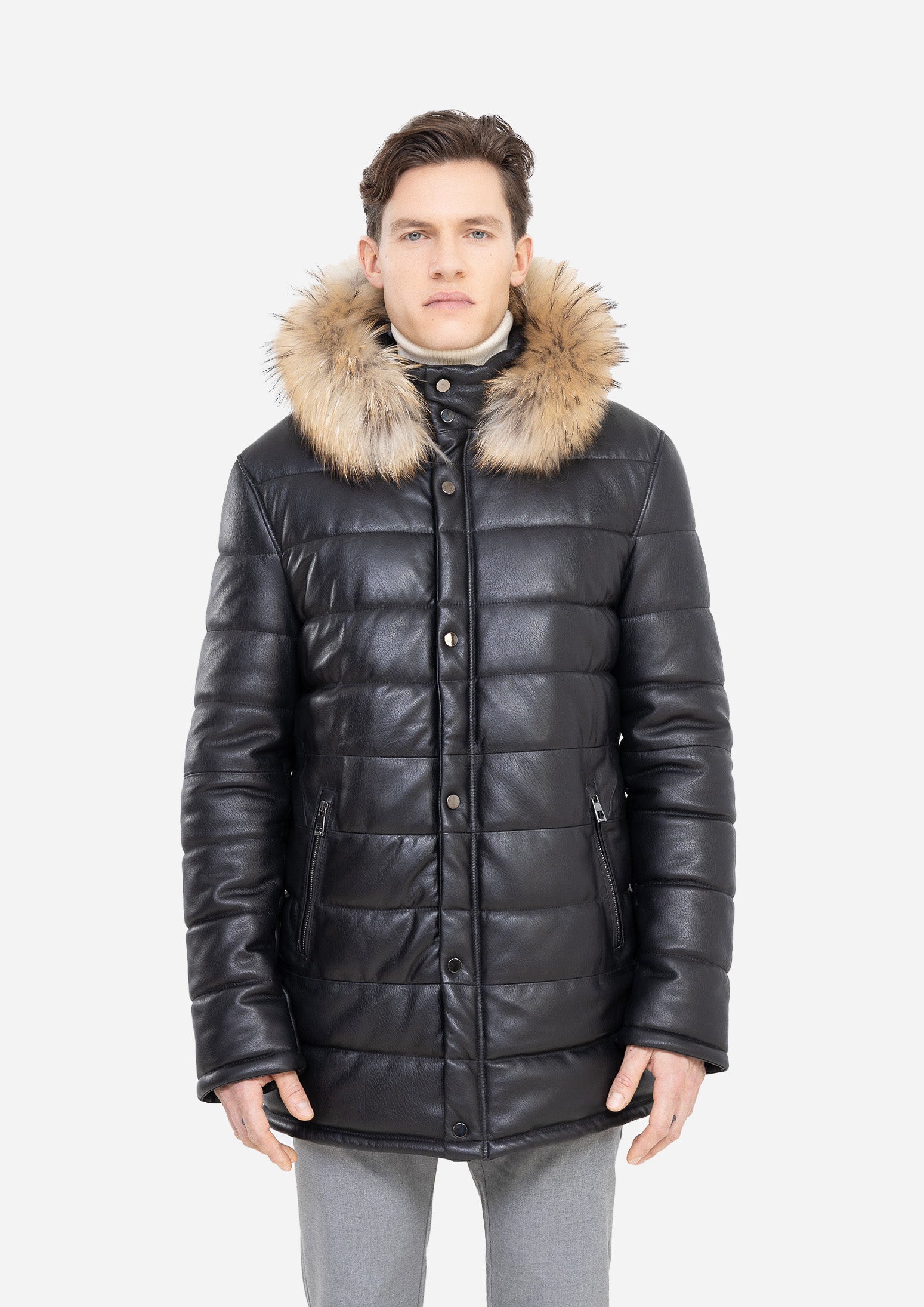 RYAN LEATHER DOWN PARKA