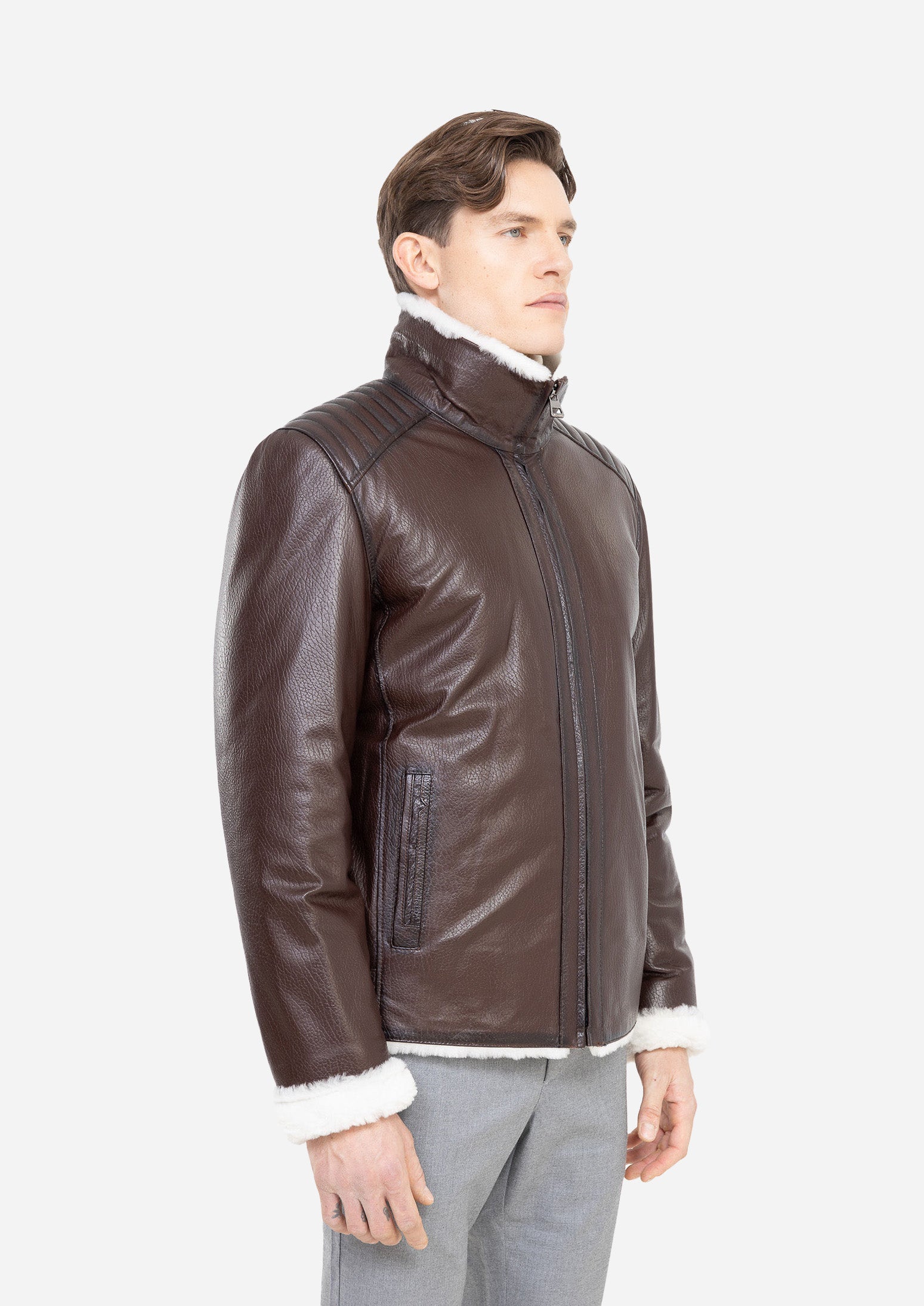 RAFA MEN'S SHEARLING MOTO JACKET