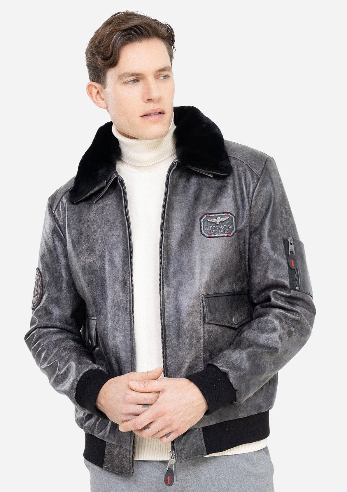 THOM AVIATOR AVEC COL EN PEAU LAINE AMOVIBLE