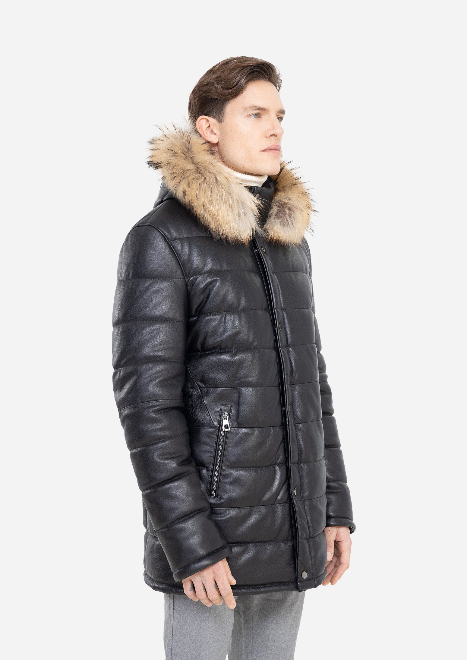 RYAN LEATHER DOWN PARKA