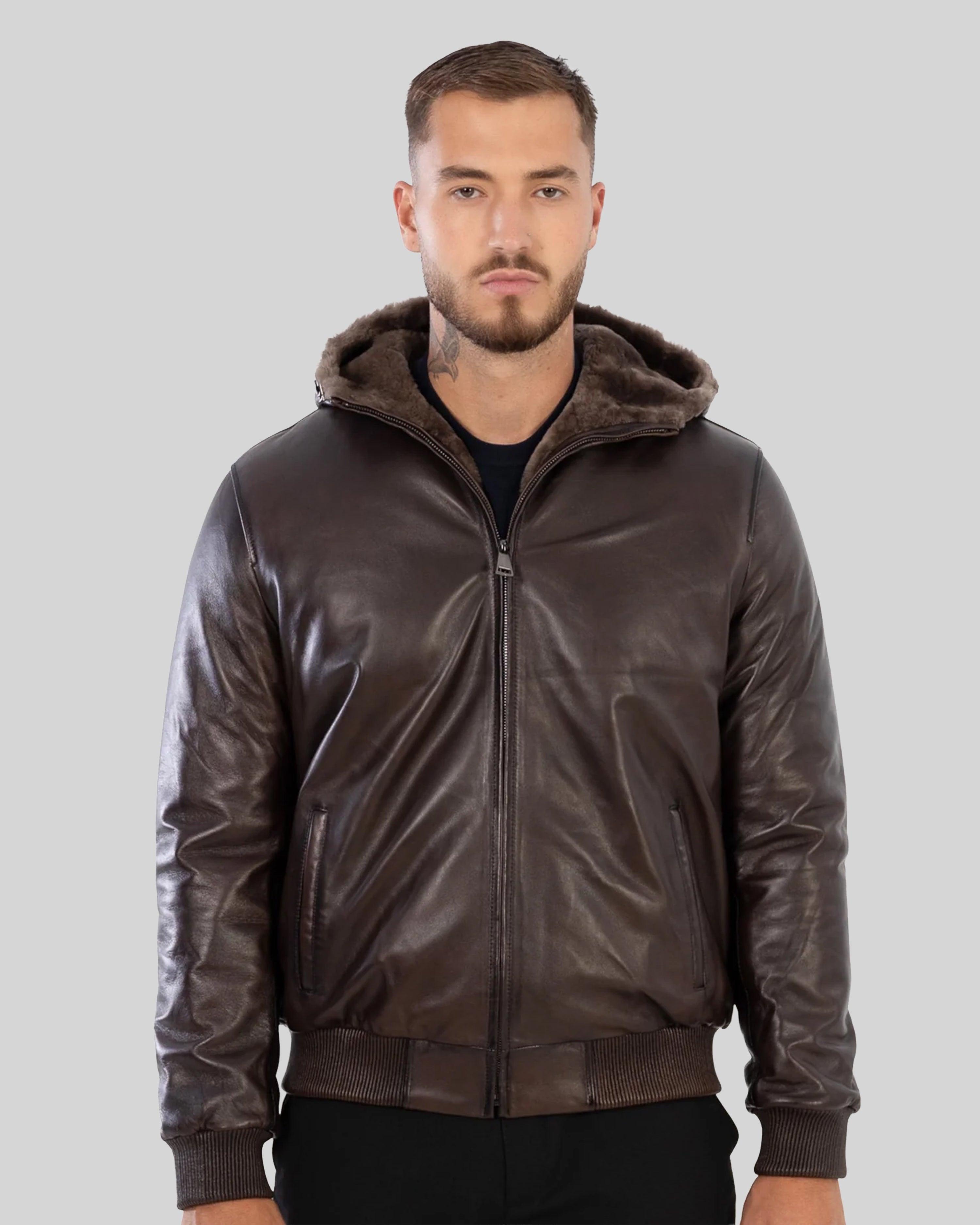 DANTE Genuine Shearling Bomber Leather Jacket