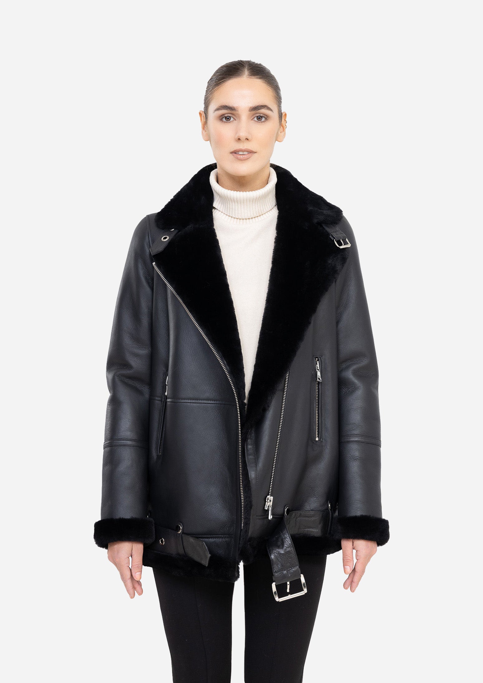 POLINA  SHEARLING MOTO JACKET