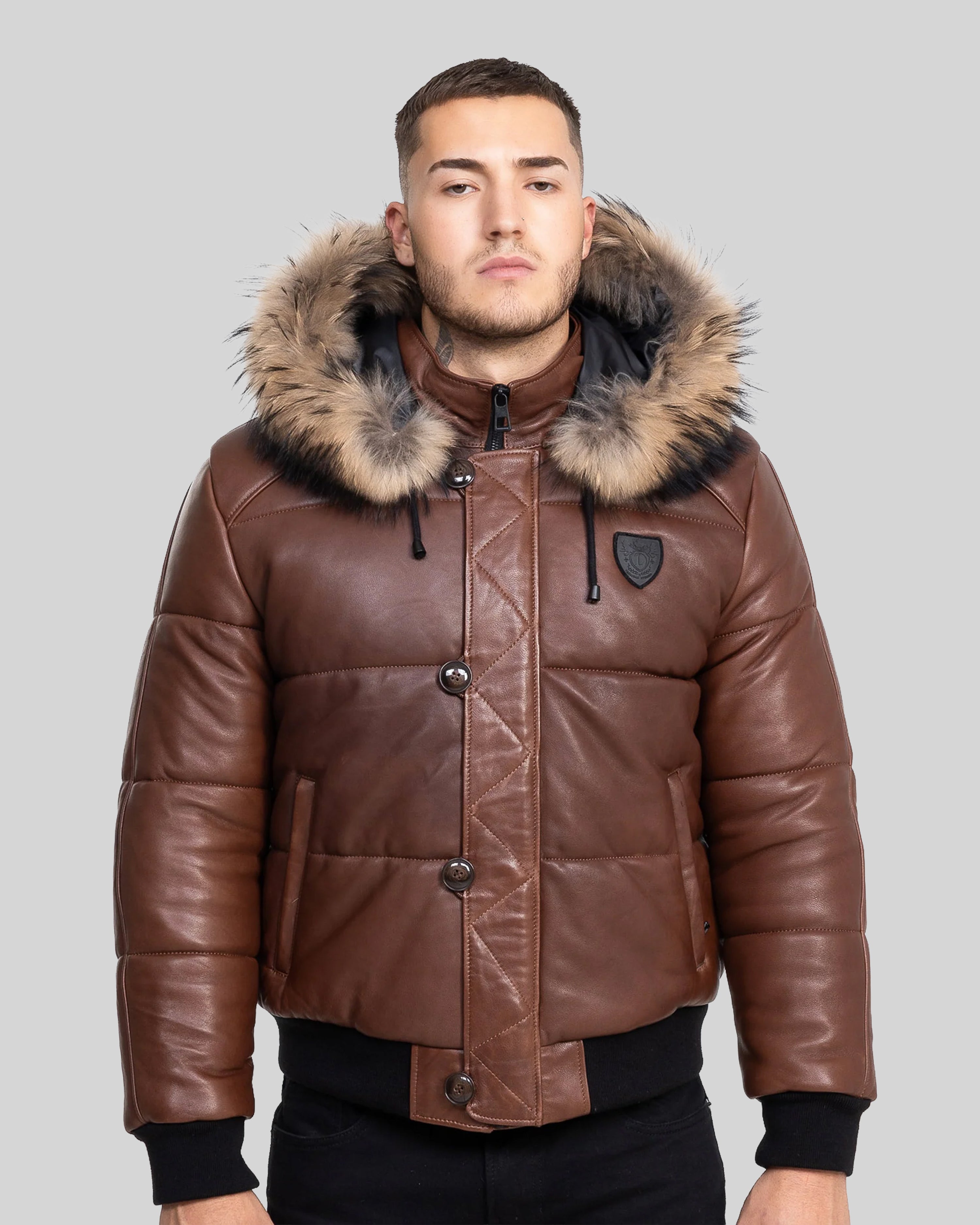 Arctic Winter Leather Coat With Natural Fur