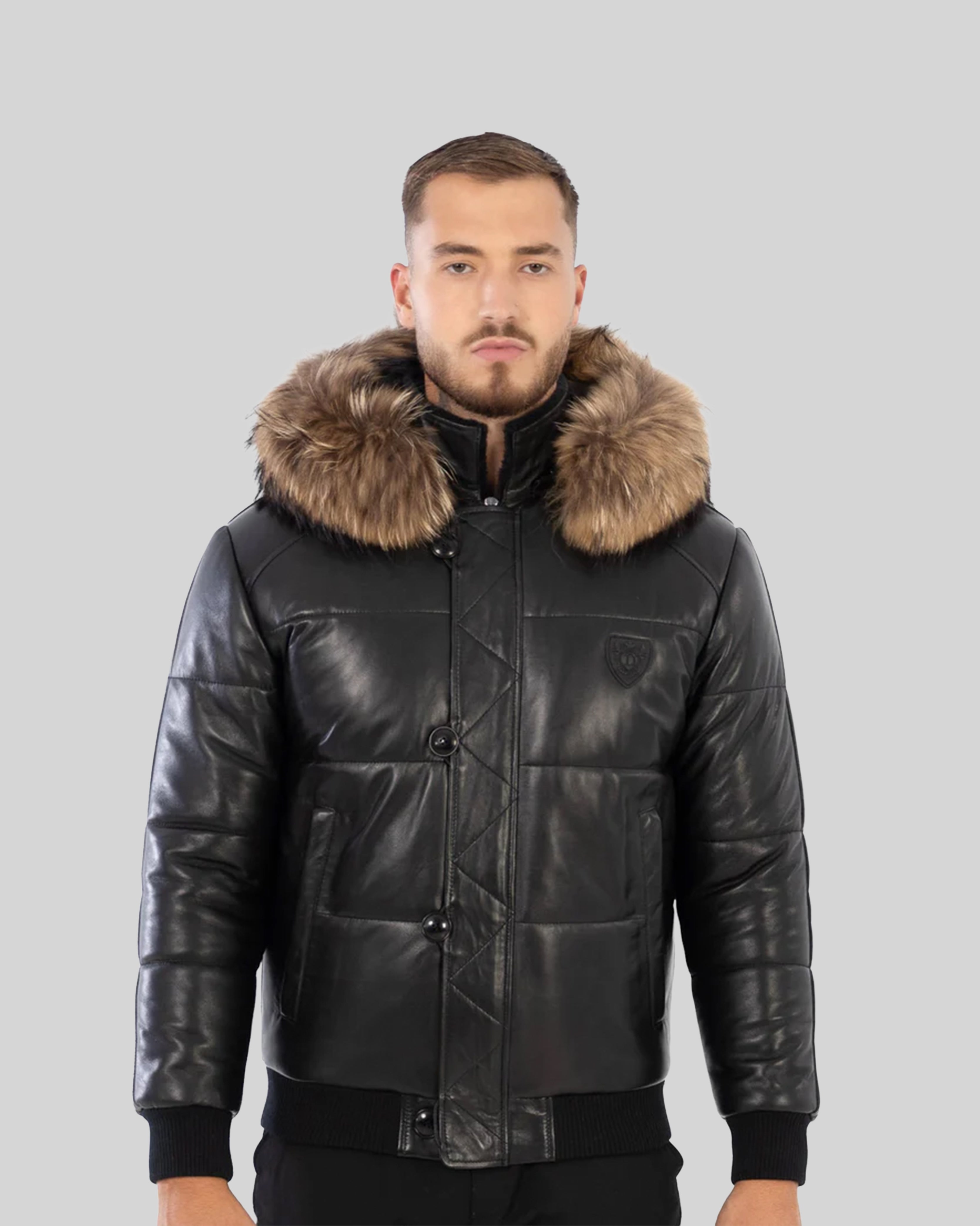 Arctic Men’s Winter Leather Coat With Natural Fur