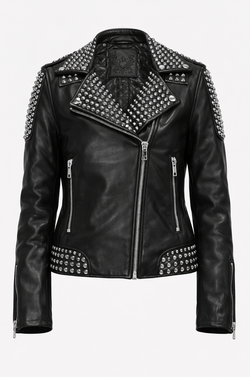 Celia studded Biker Leather Jacket