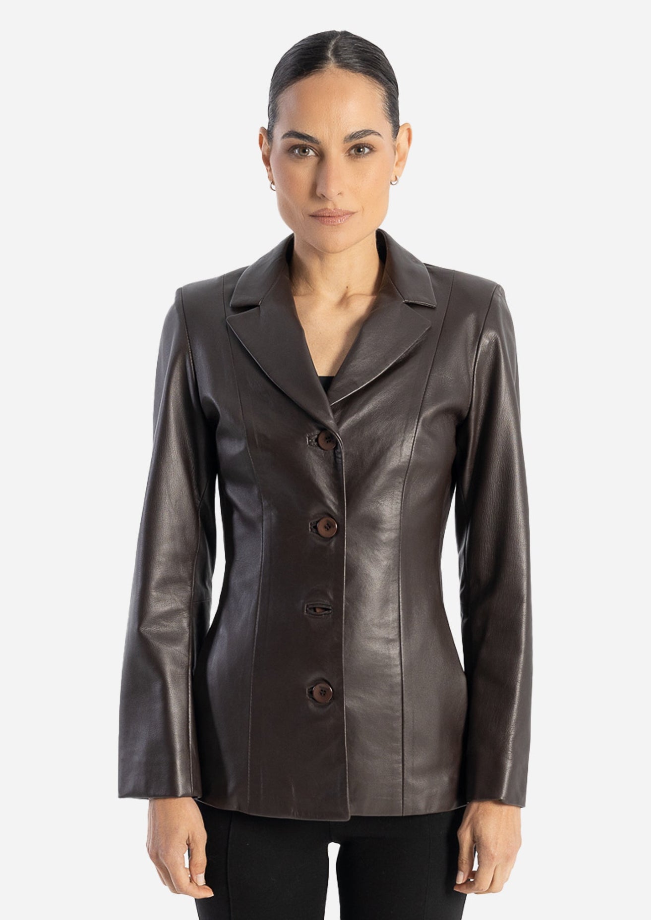 Daniela Women's Leather Jacket with Zipper and Fur Details