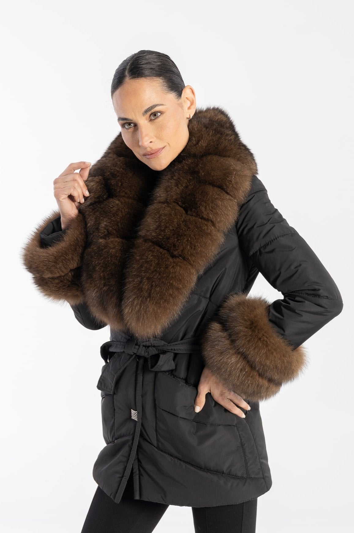 Paris Jacket trimmed with luxurious genuine fox fur,