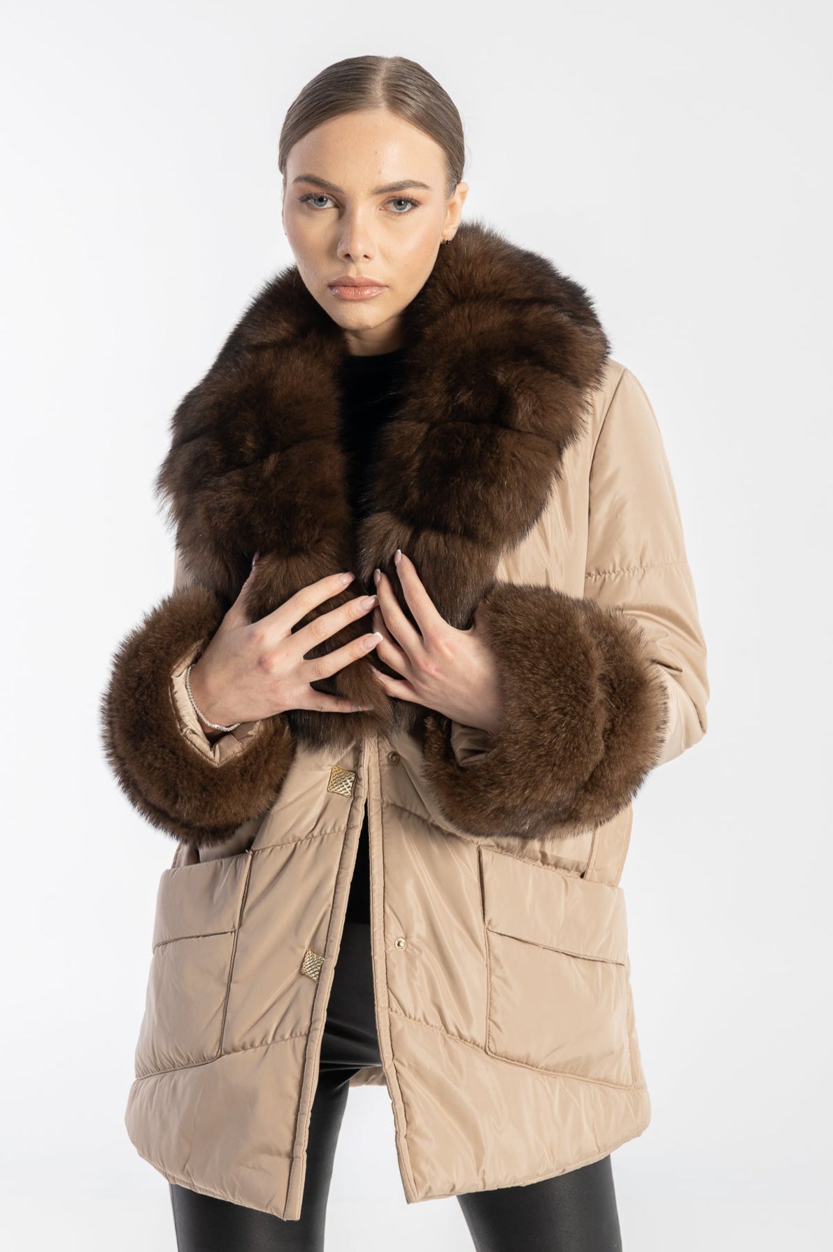 Paris Fox Fur Jacket trimmed with luxurious genuine fox fur
