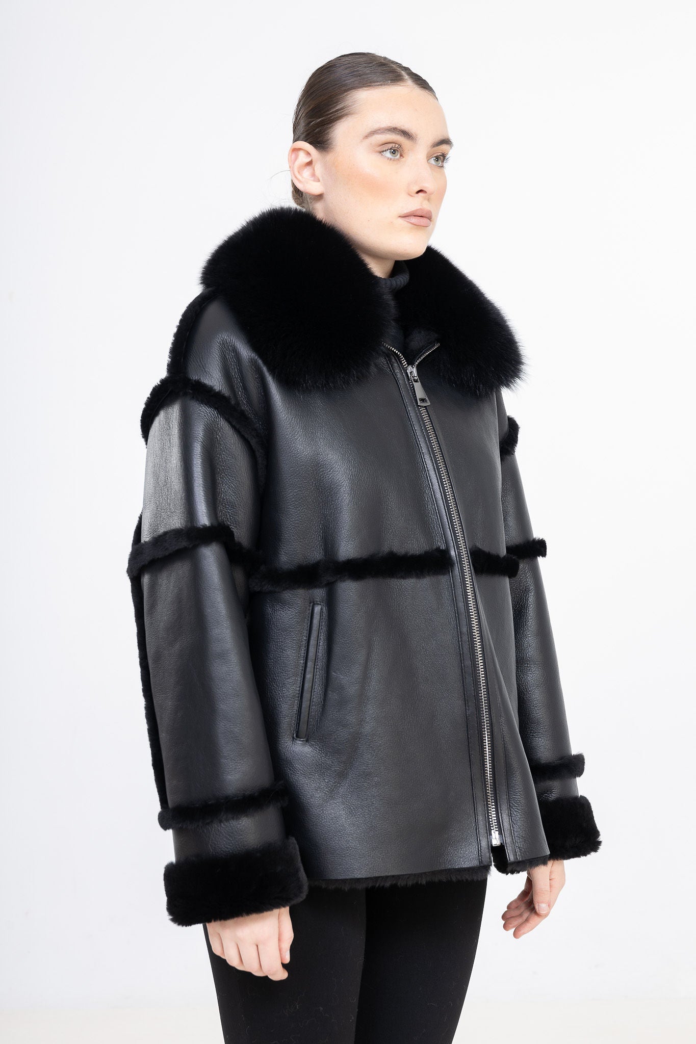 Eliana Black shearling jacket