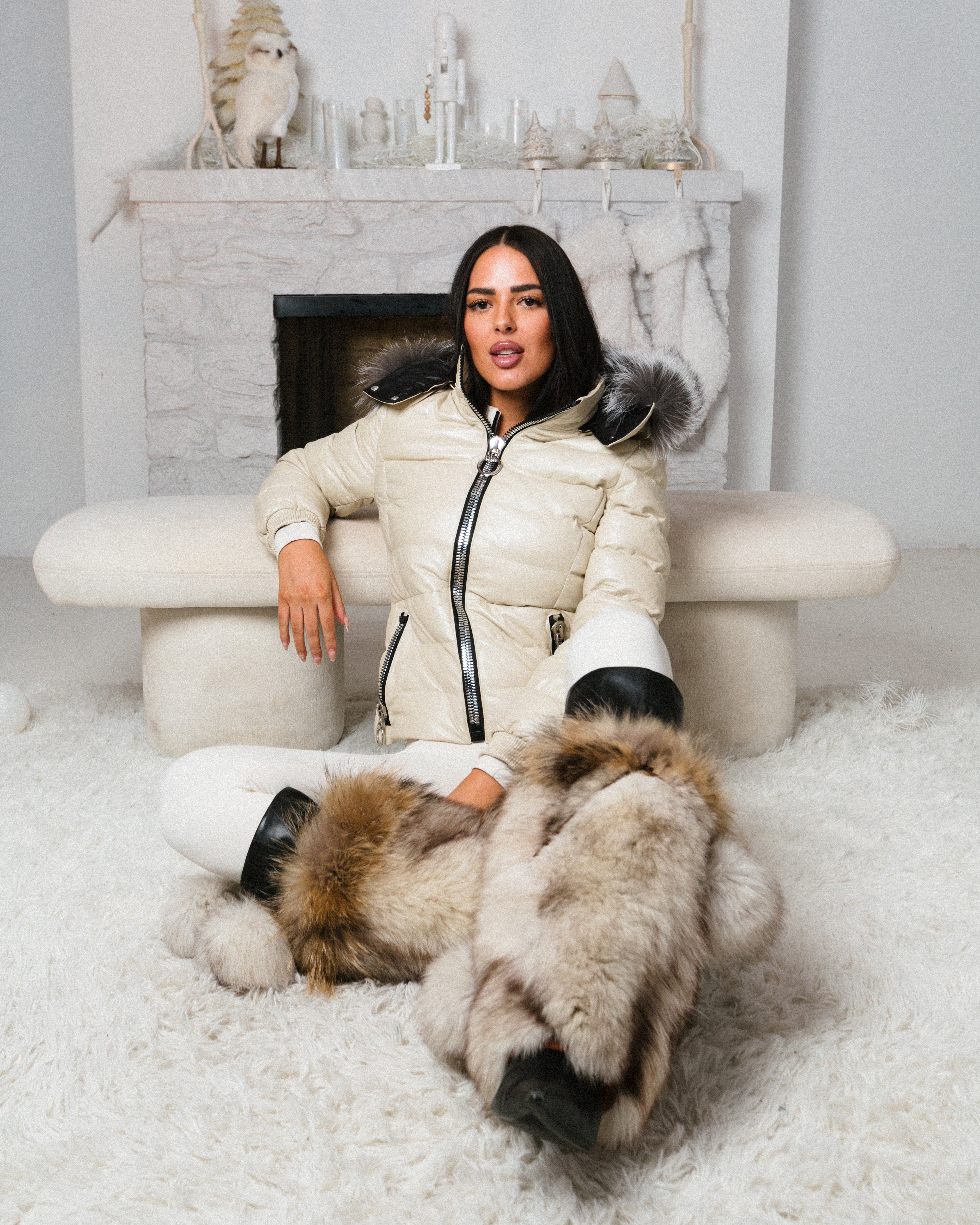 Leslie Leather Parka – Silver Fox