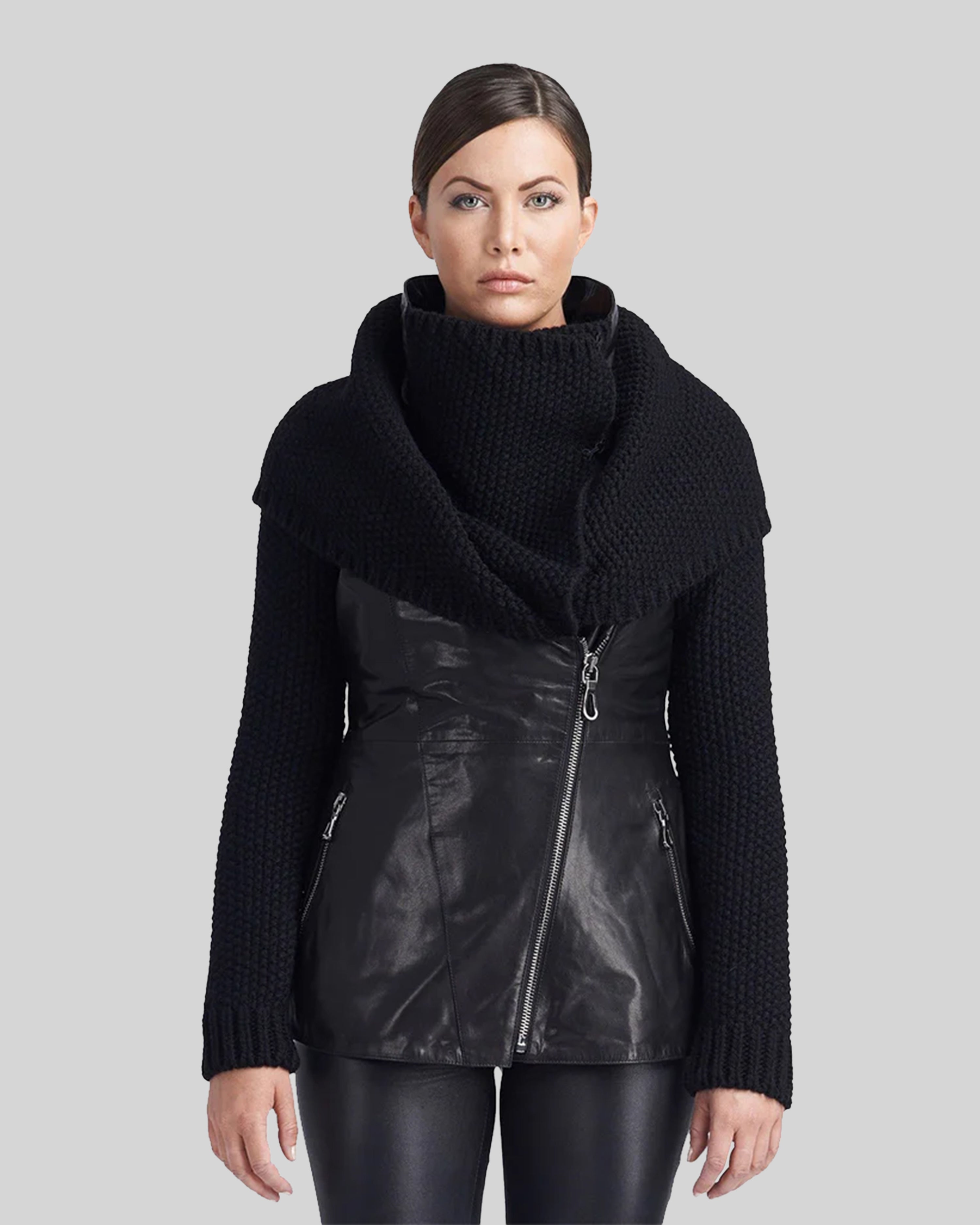 Veste en cuir ivoire