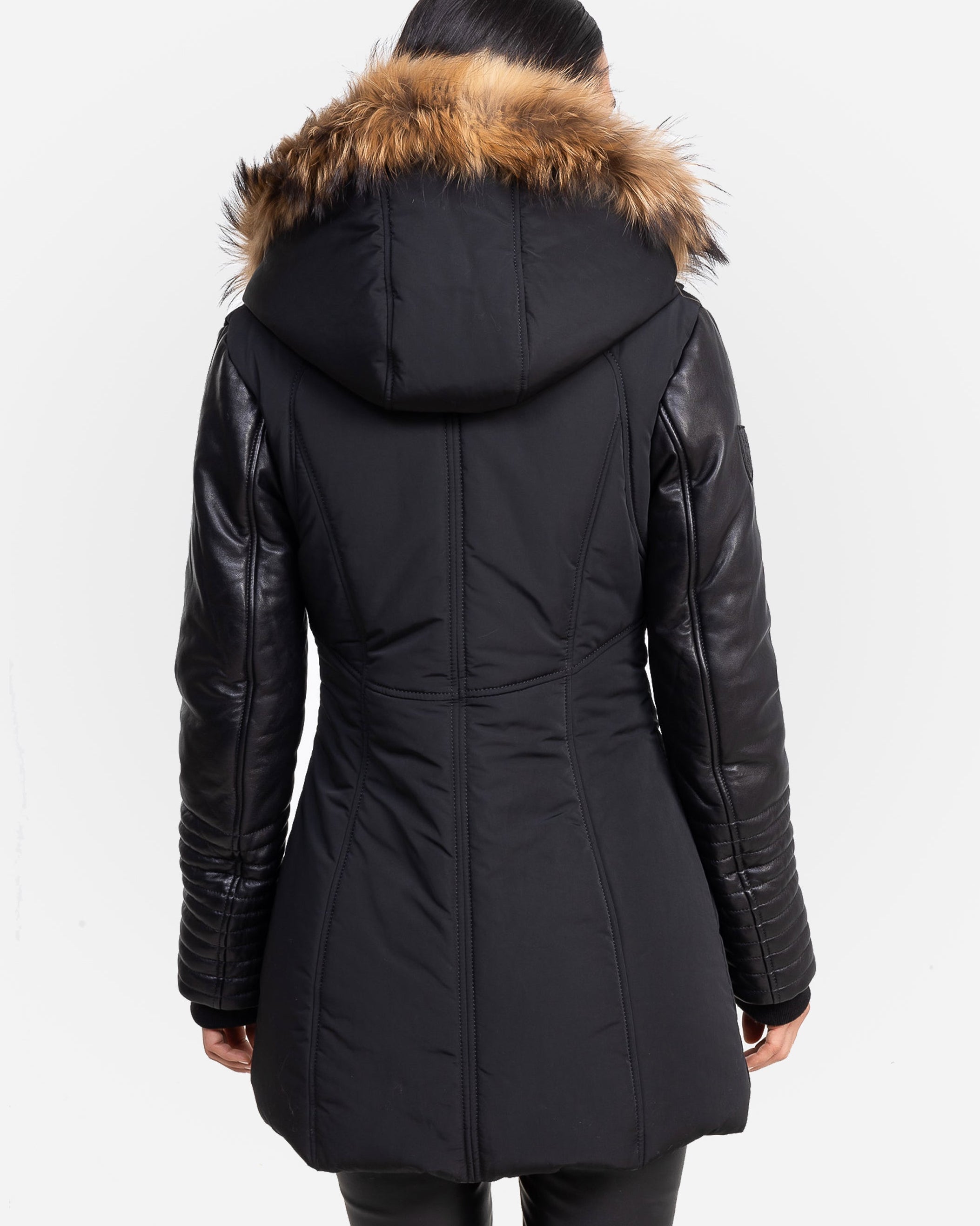 Doudoune Melania avec manches en cuir NAT
