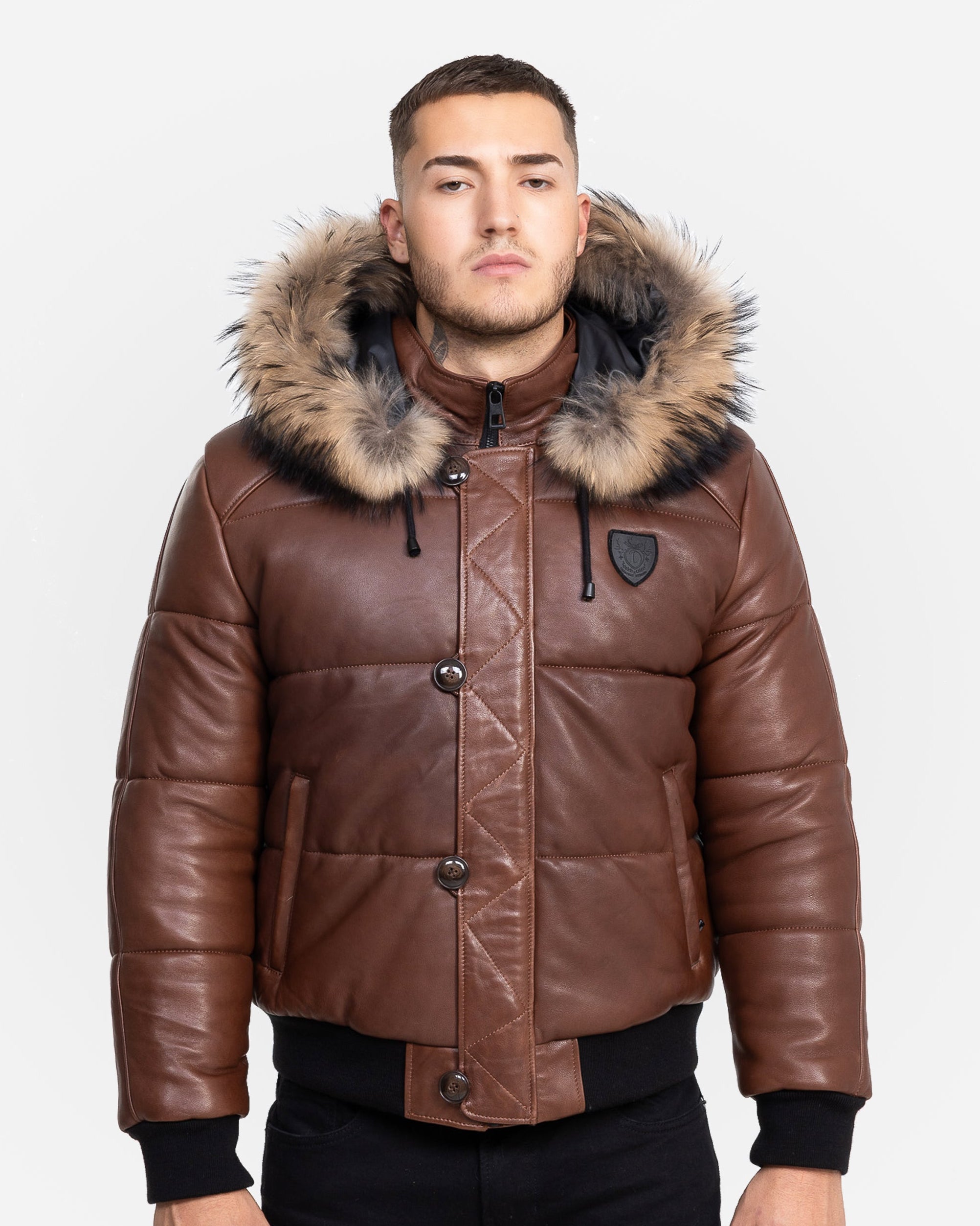 Arctic Men’s Winter Leather Coat With Natural Fur