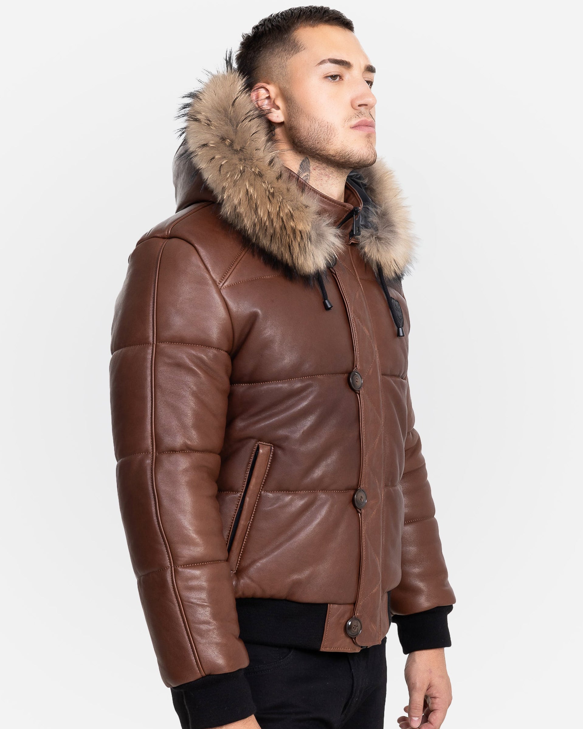Arctic Winter Leather Coat With Natural Fur