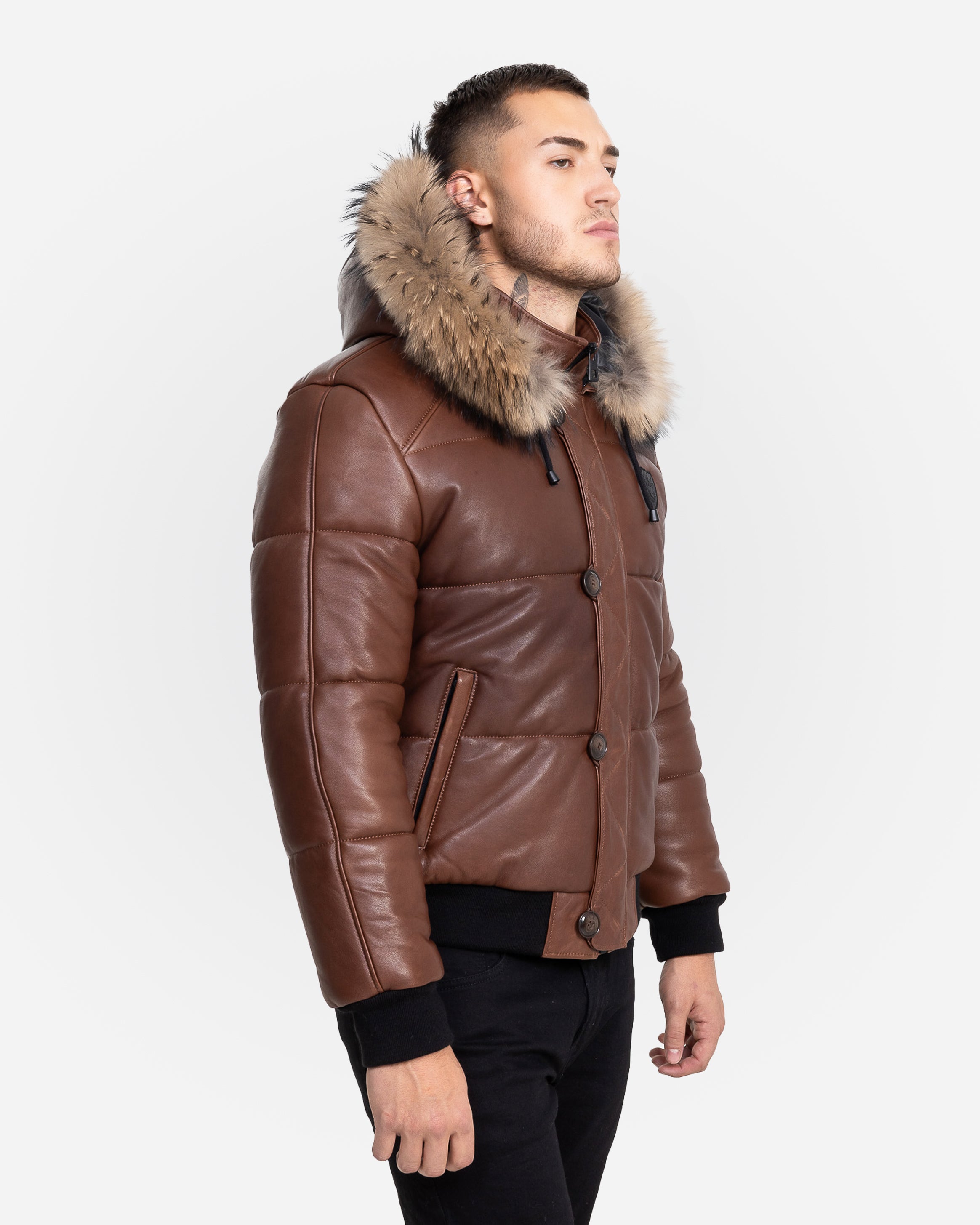 Arctic Men’s Winter Leather Coat With Natural Fur