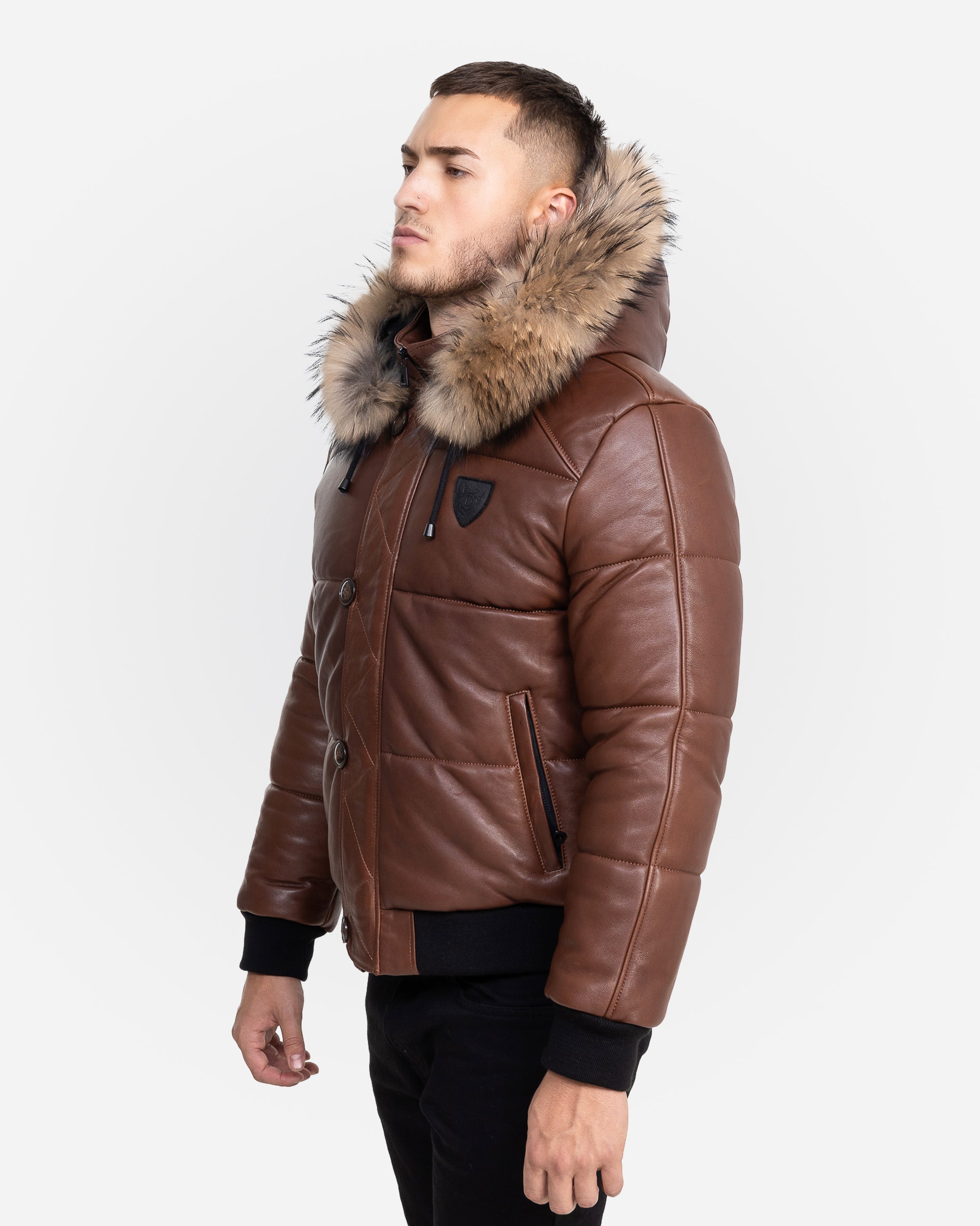 Arctic Men’s Winter Leather Coat With Natural Fur