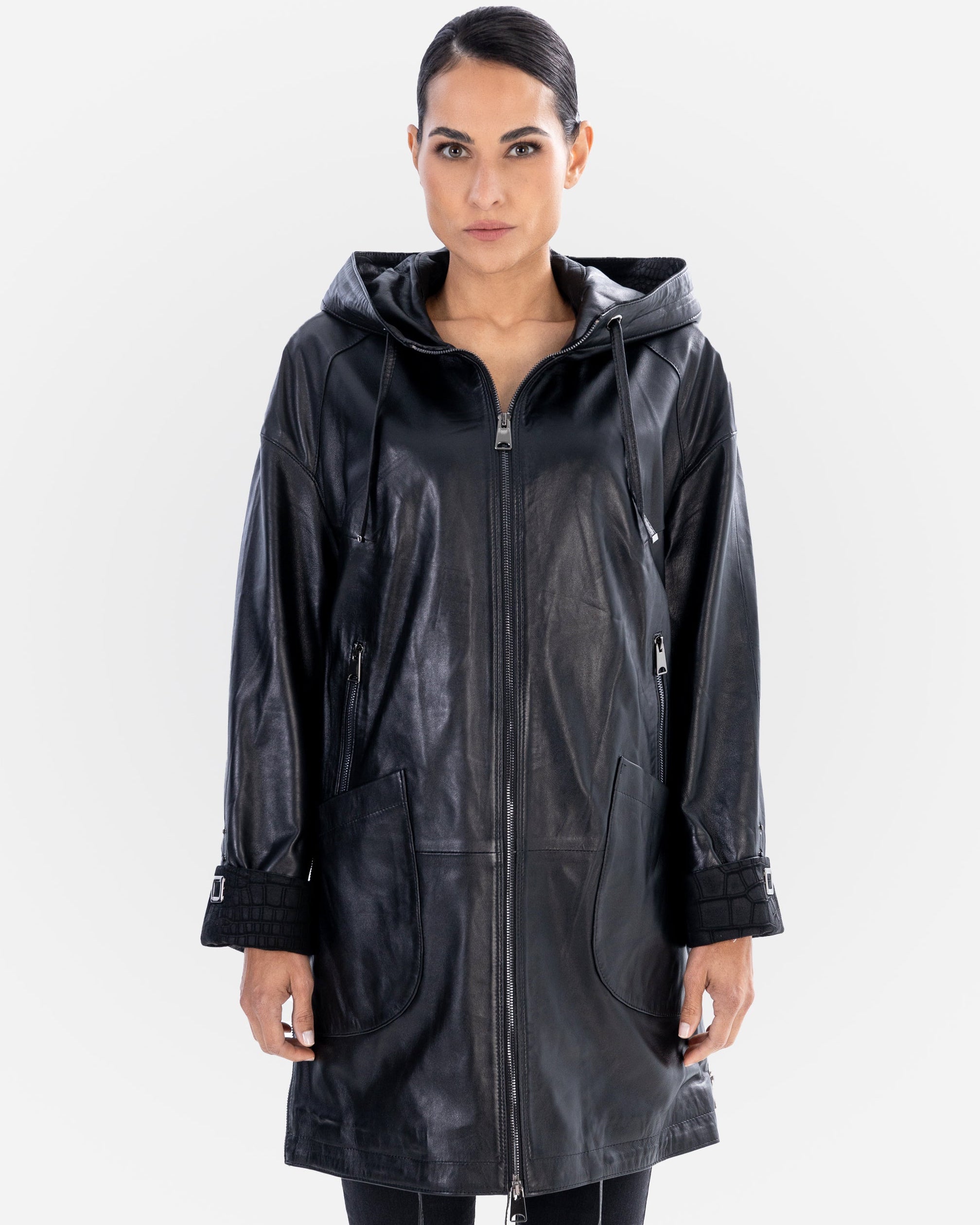 KAYLA Leather trench coat