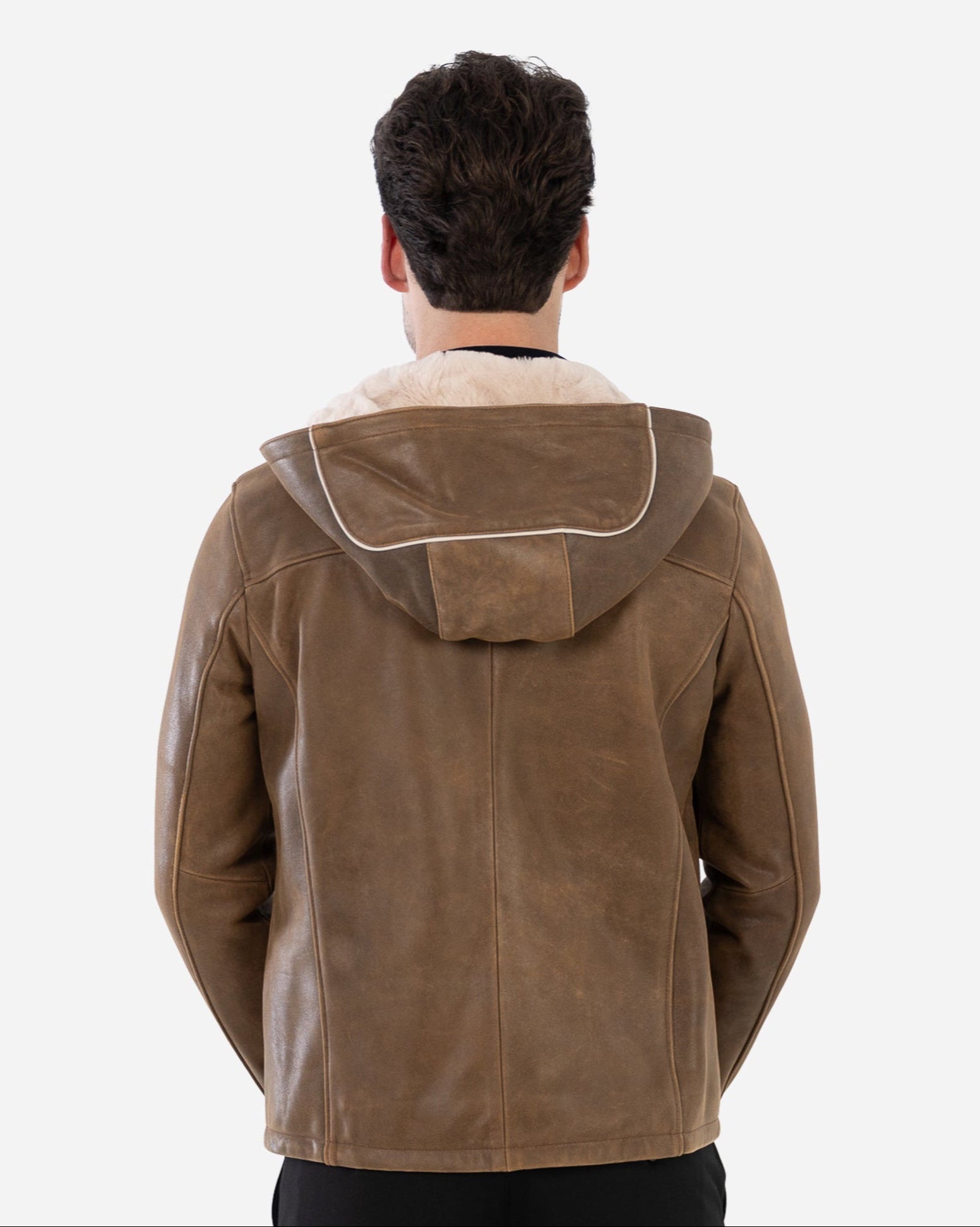 Veste en cuir doublée de peau lainée Philippe