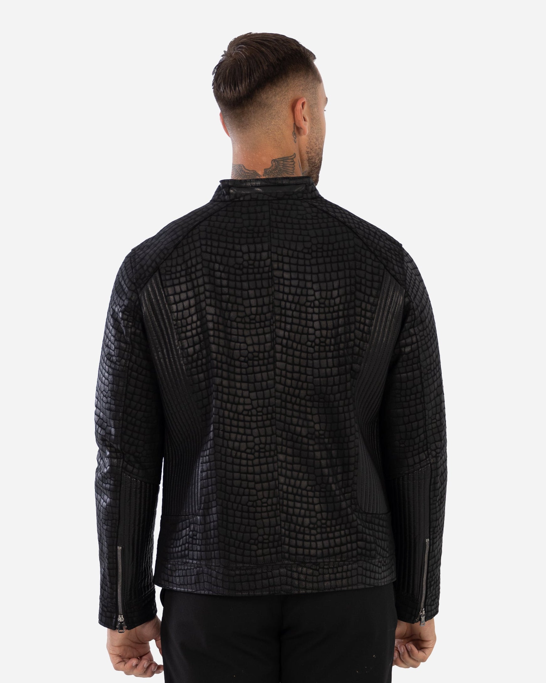 CORSO Leather Jacket with Crocodile-Embossed Finish
