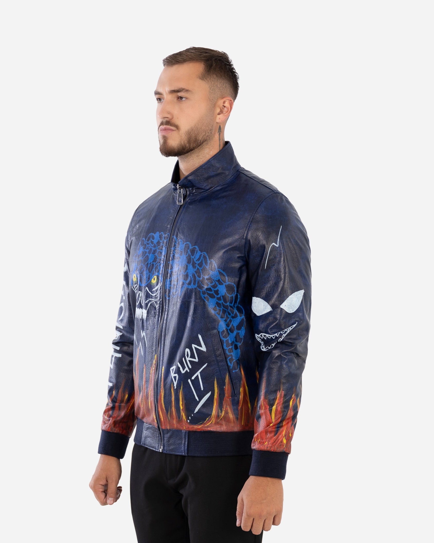 BARON leather jacket with hand-applied pain