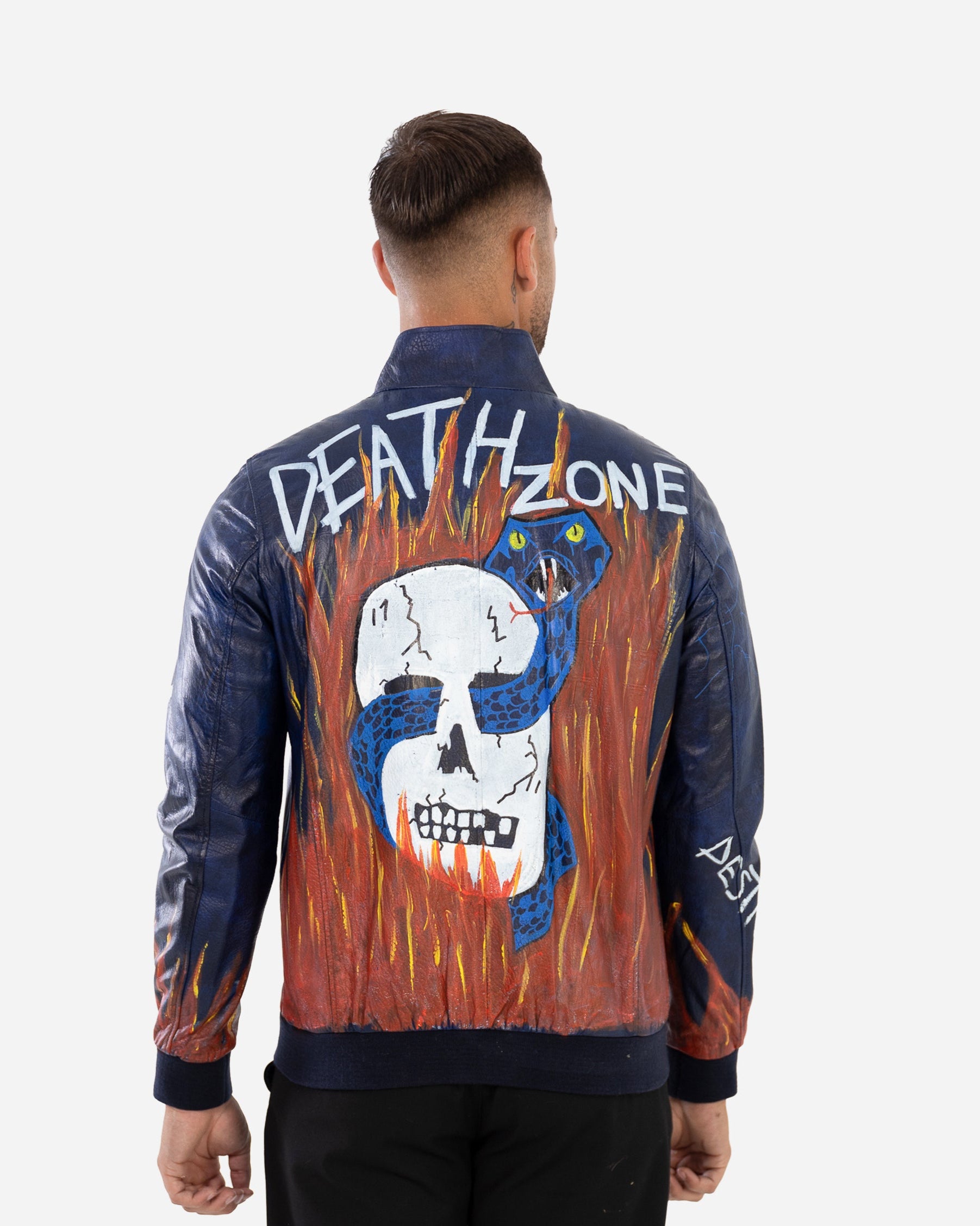 BARON leather jacket with hand-applied pain