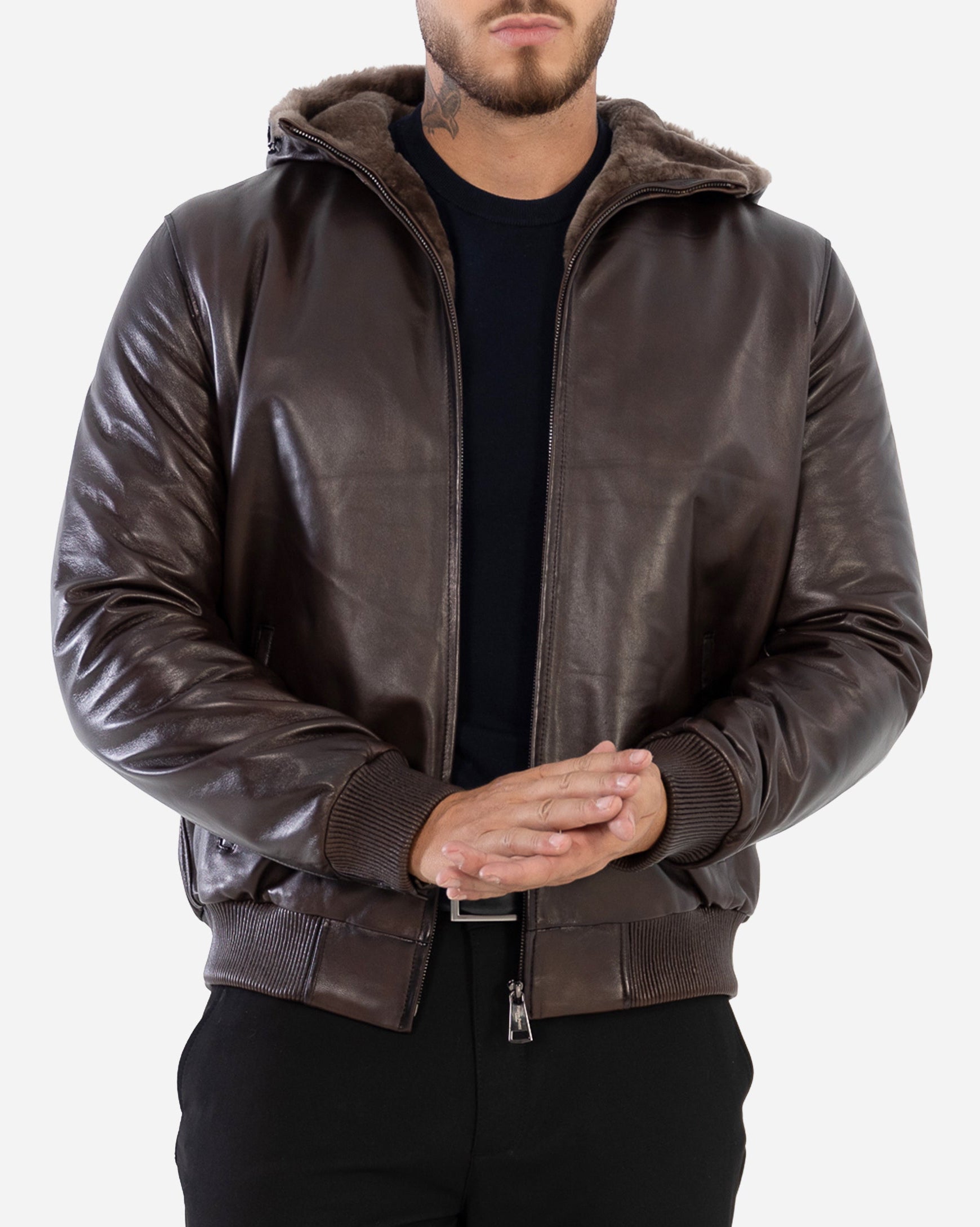 DANTE Shearling bomber leather jacket