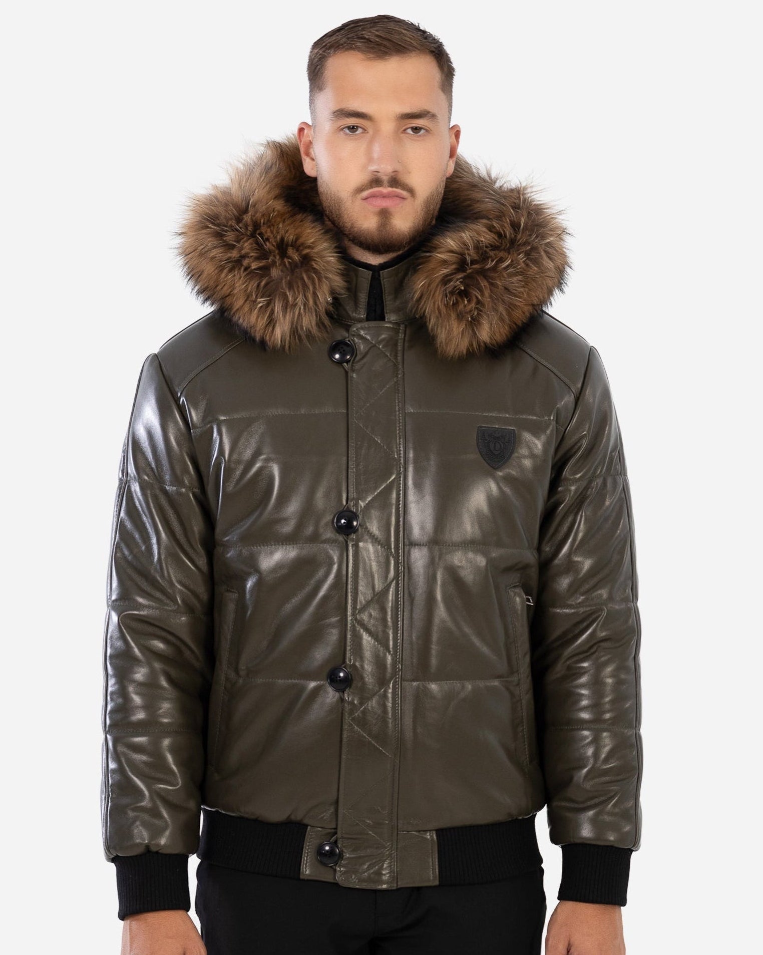 Arctic Men’s Winter Leather Coat With Natural Fur