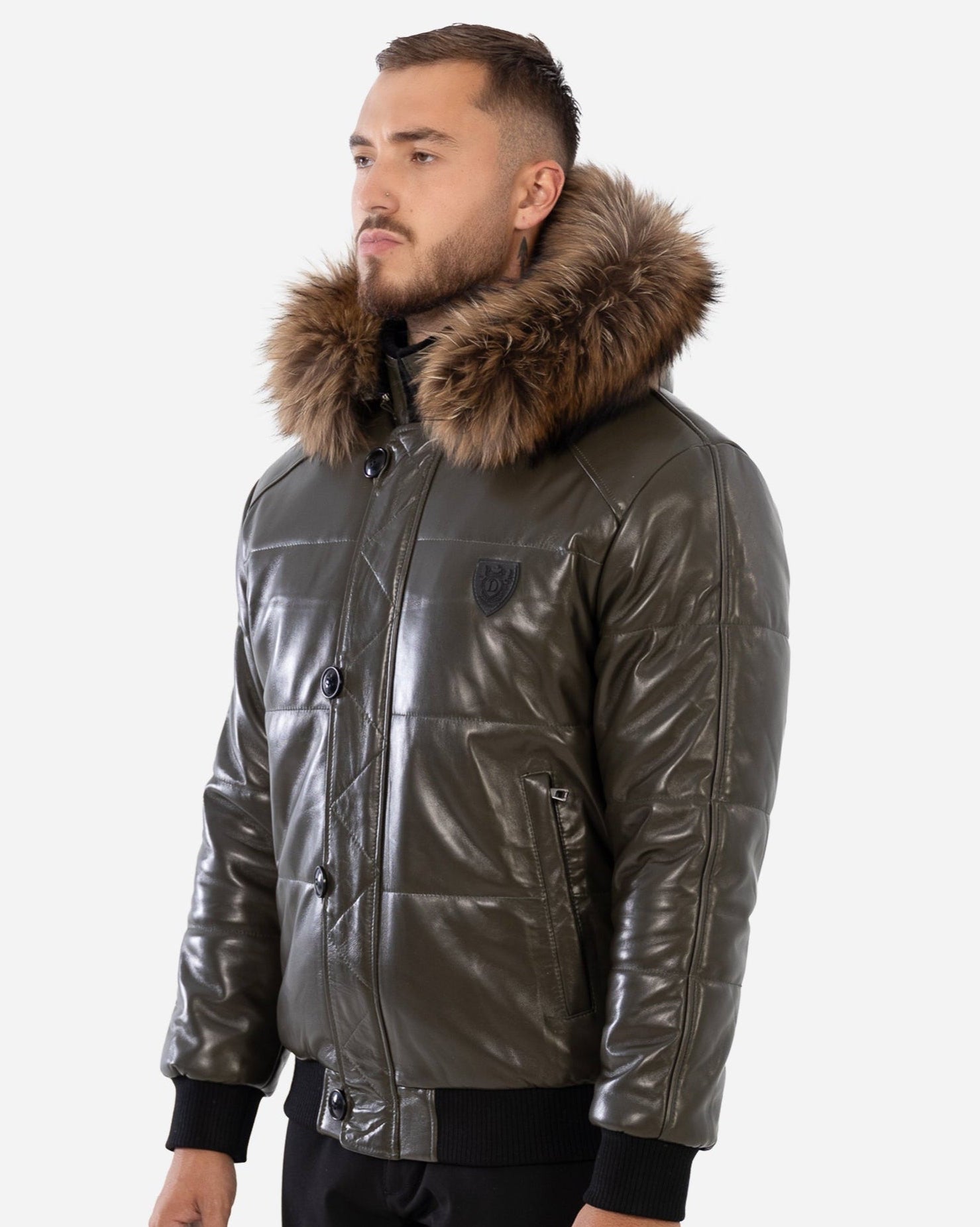 Arctic Men’s Winter Leather Coat With Natural Fur