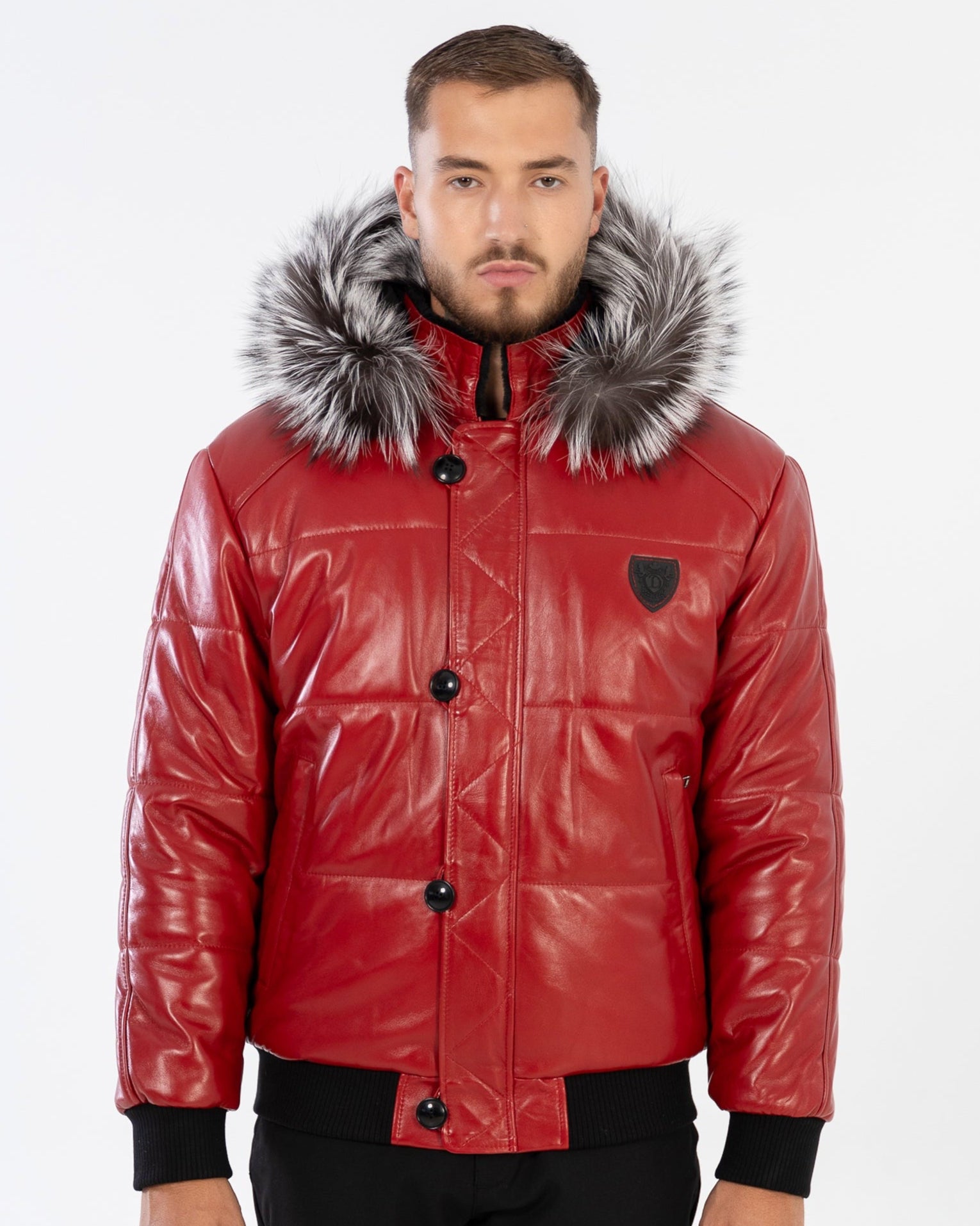 Arctic Men’s Winter Leather Coat With Silver Fox Fur