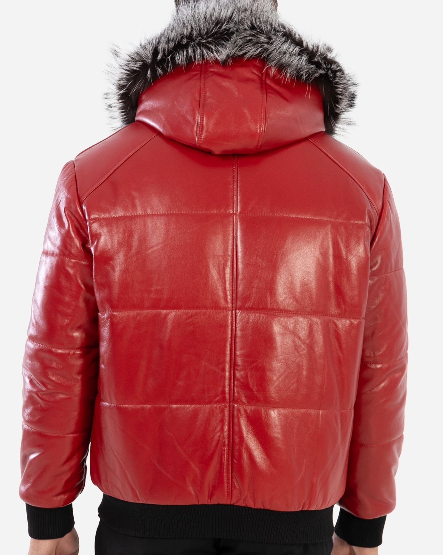 Arctic Men’s Winter Leather Coat With Silver Fox Fur