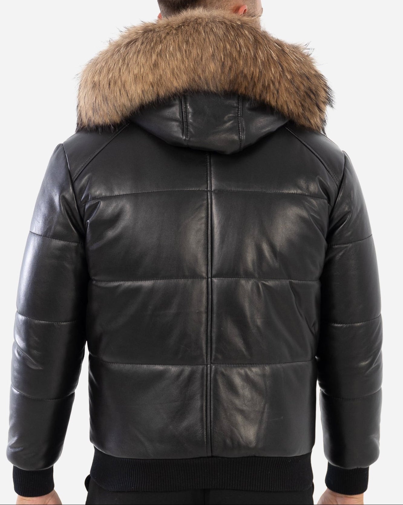 Arctic Men’s Winter Leather Coat With Silver Fox Fur