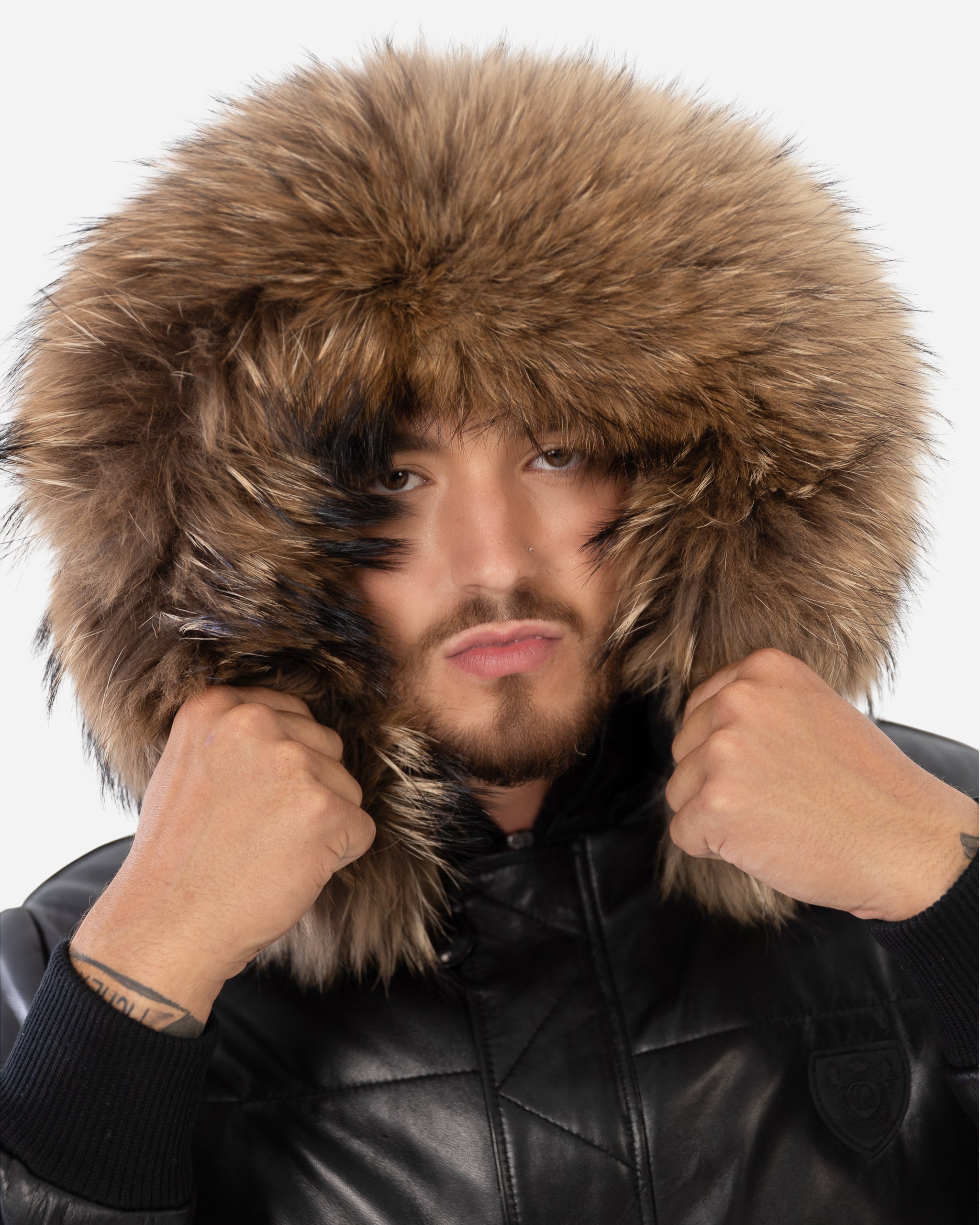 Arctic Men’s Winter Leather Coat With Natural Fur