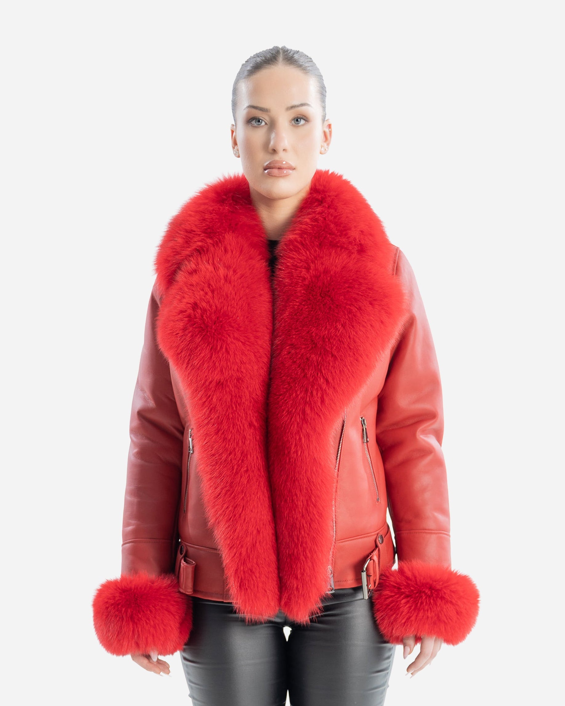 Bianca / Veste en peau lainée Silver Fox