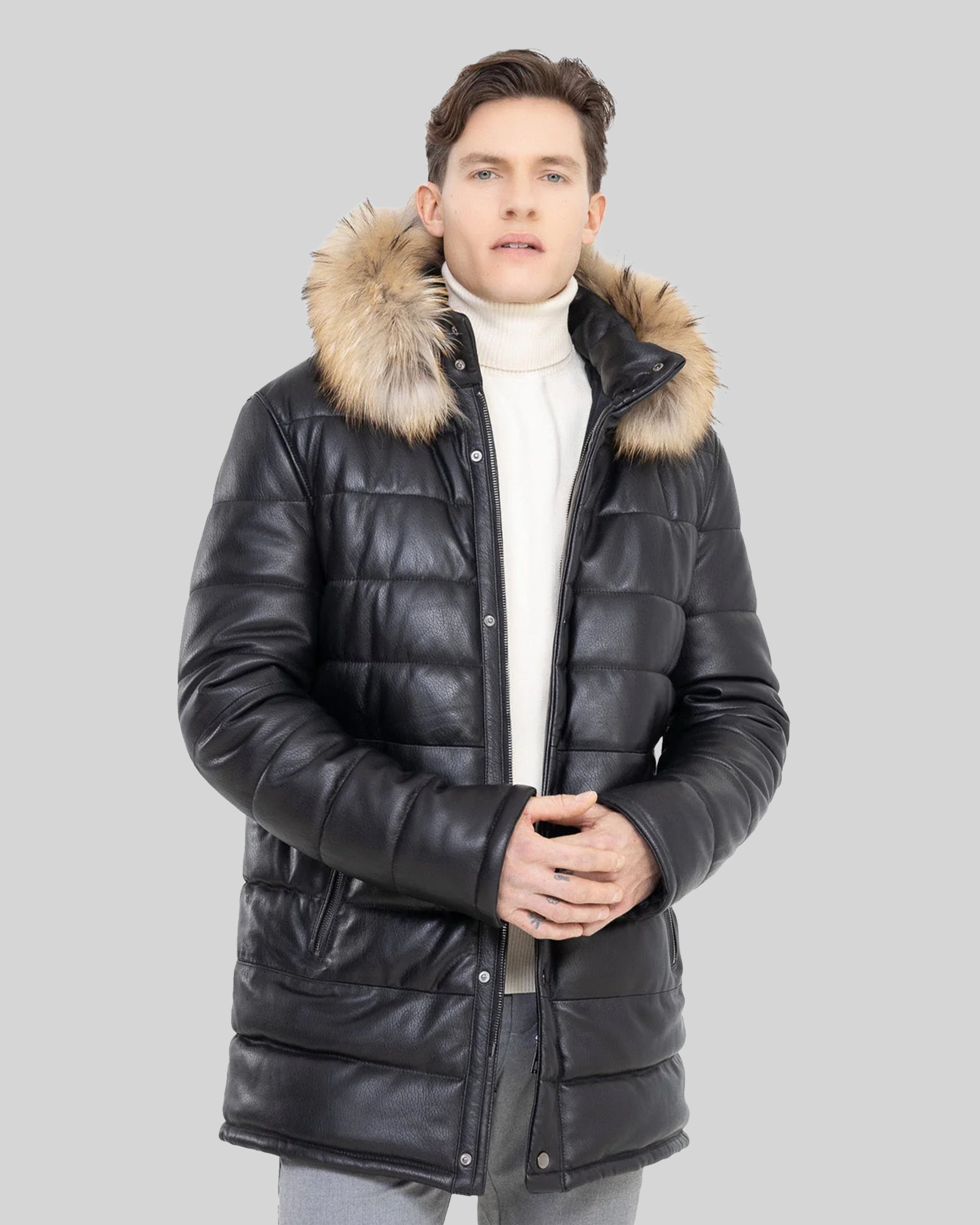 RYAN LEATHER DOWN PARKA