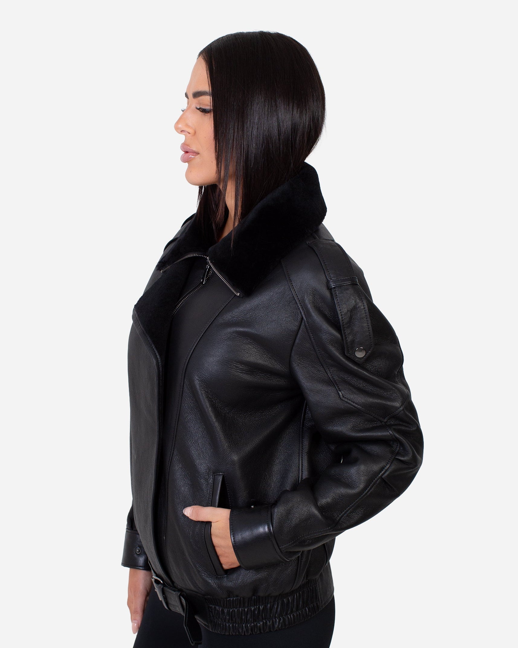 Diana Shearling Bomber Coat