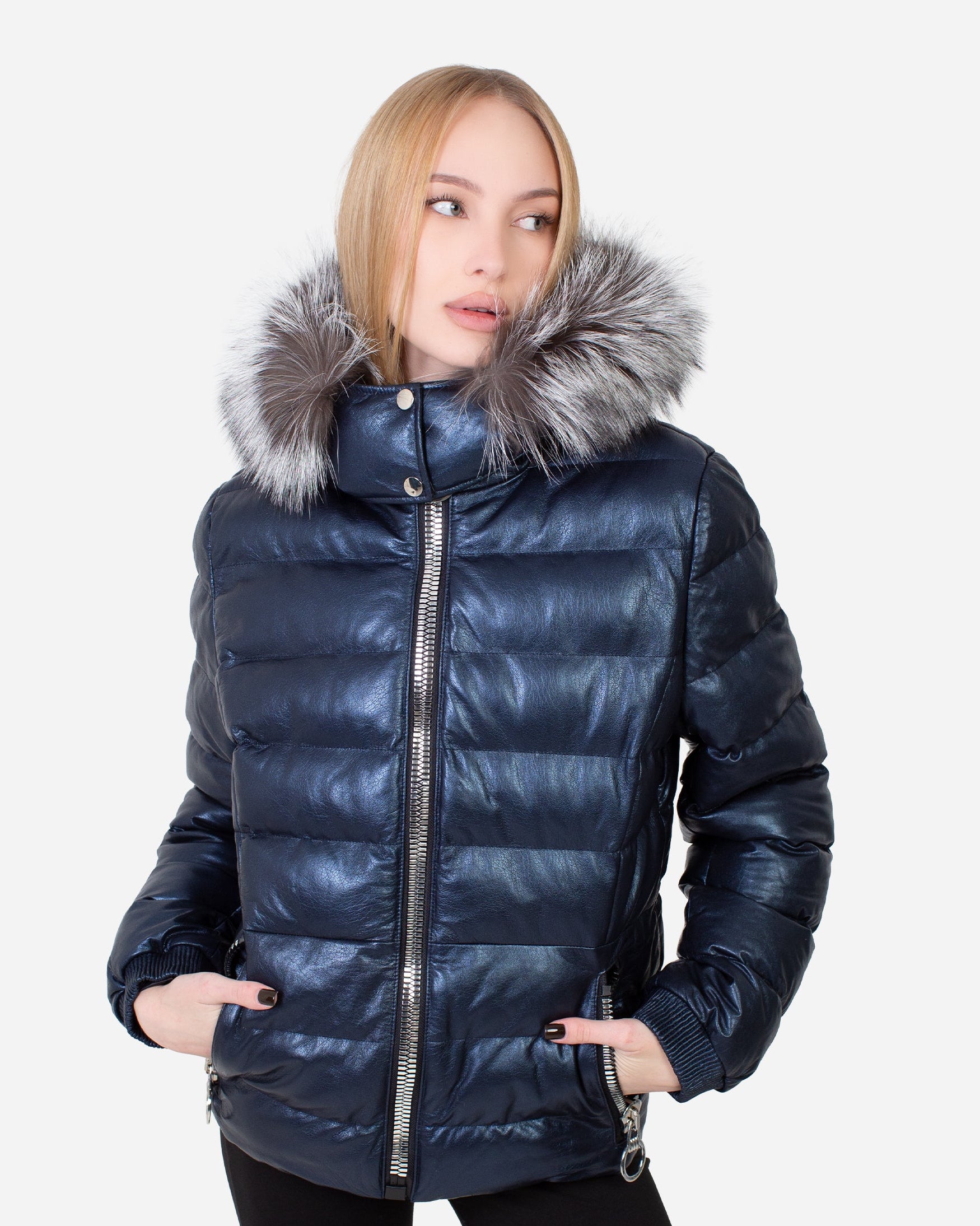 Leslie Leather Parka – Silver Fox