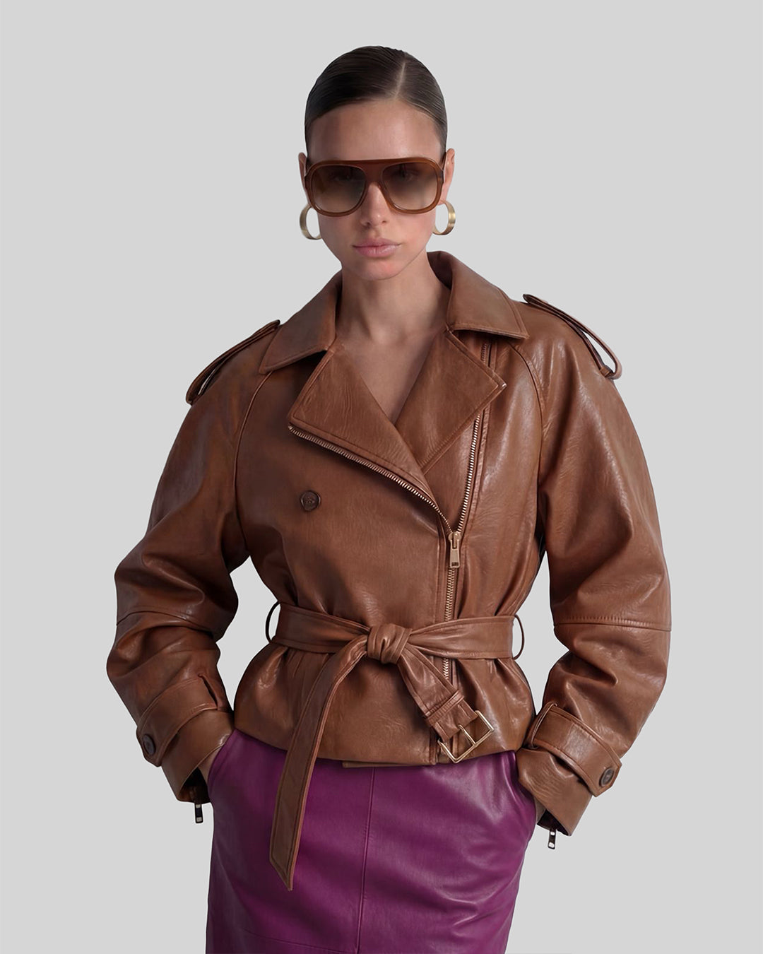 ARISTE Cropped Leather Jacket