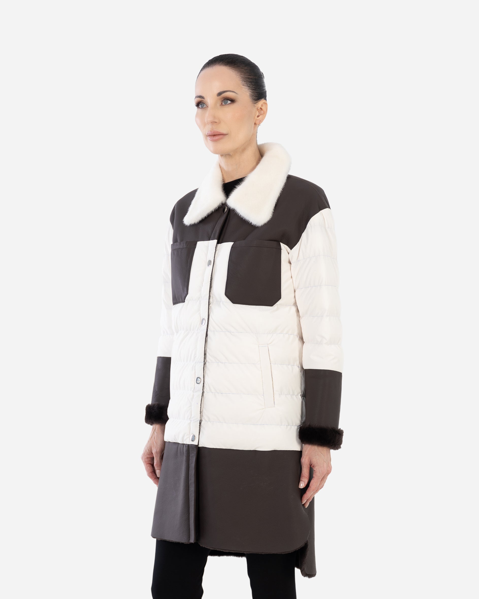 Yara blends soft shearling panels Parka
