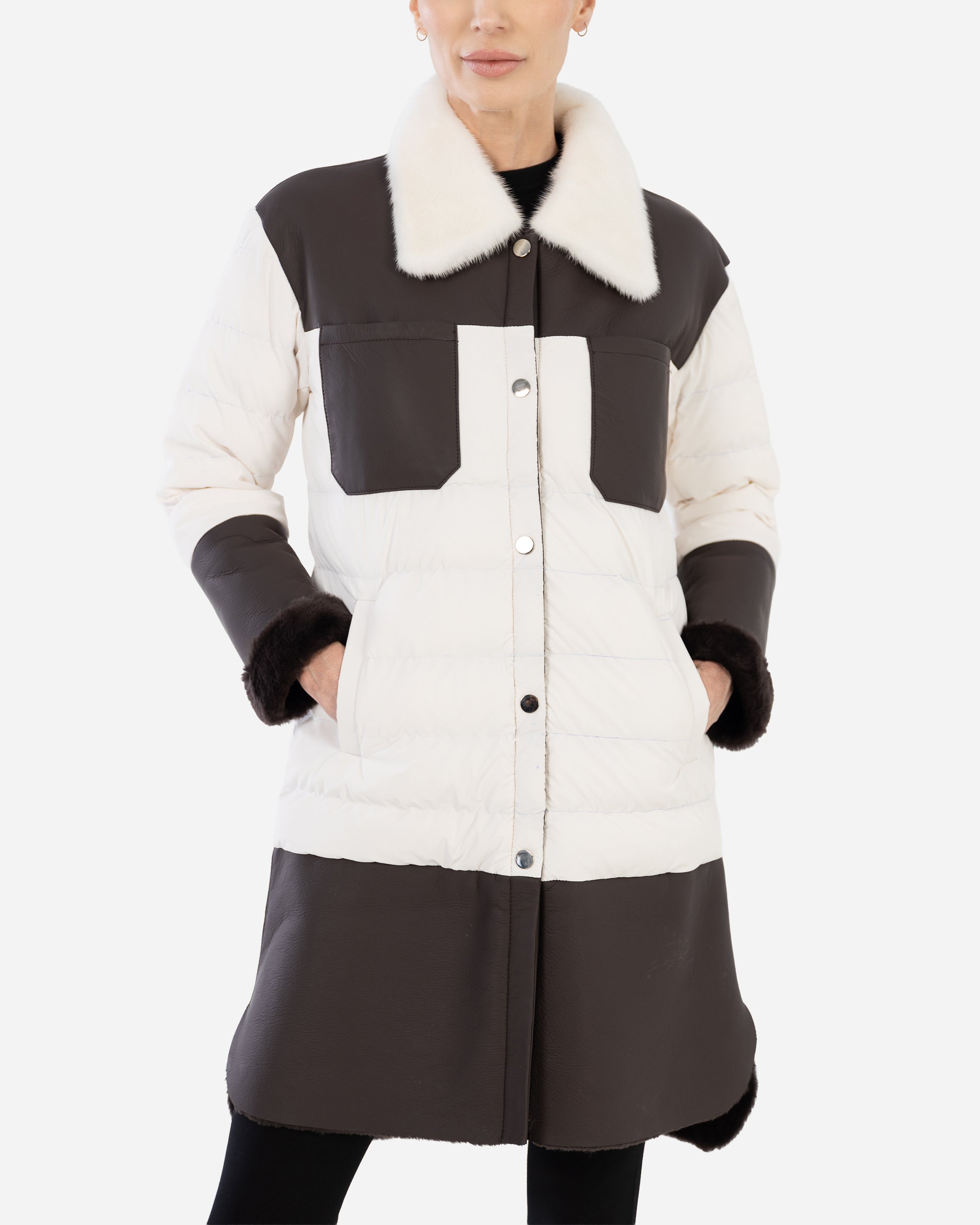 Yara blends soft shearling panels Parka