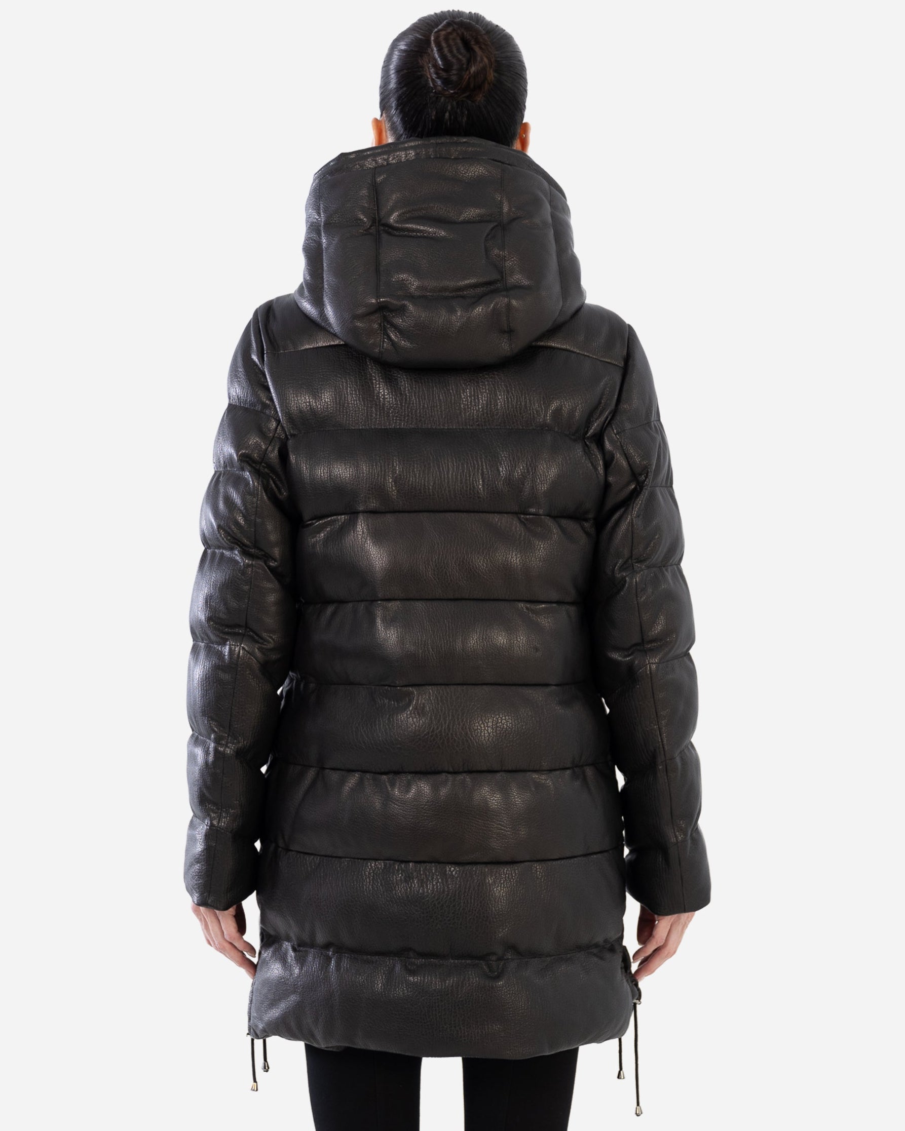 TINA GRACE LEATHER FITTED DOWN PUFFER IN LAMBSKIN