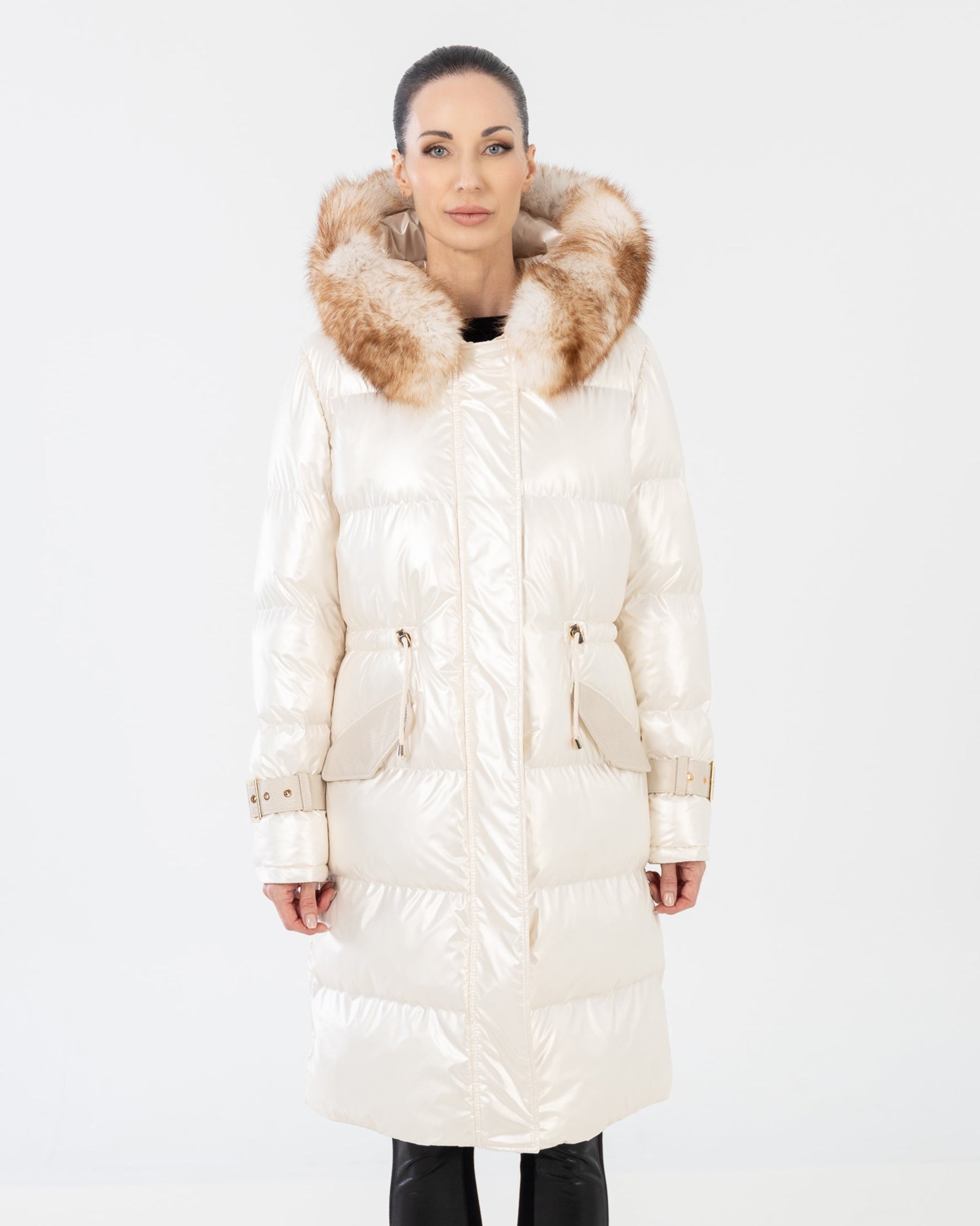 ALBA PARKA PUFFER COAT with Detachable natural fur collar