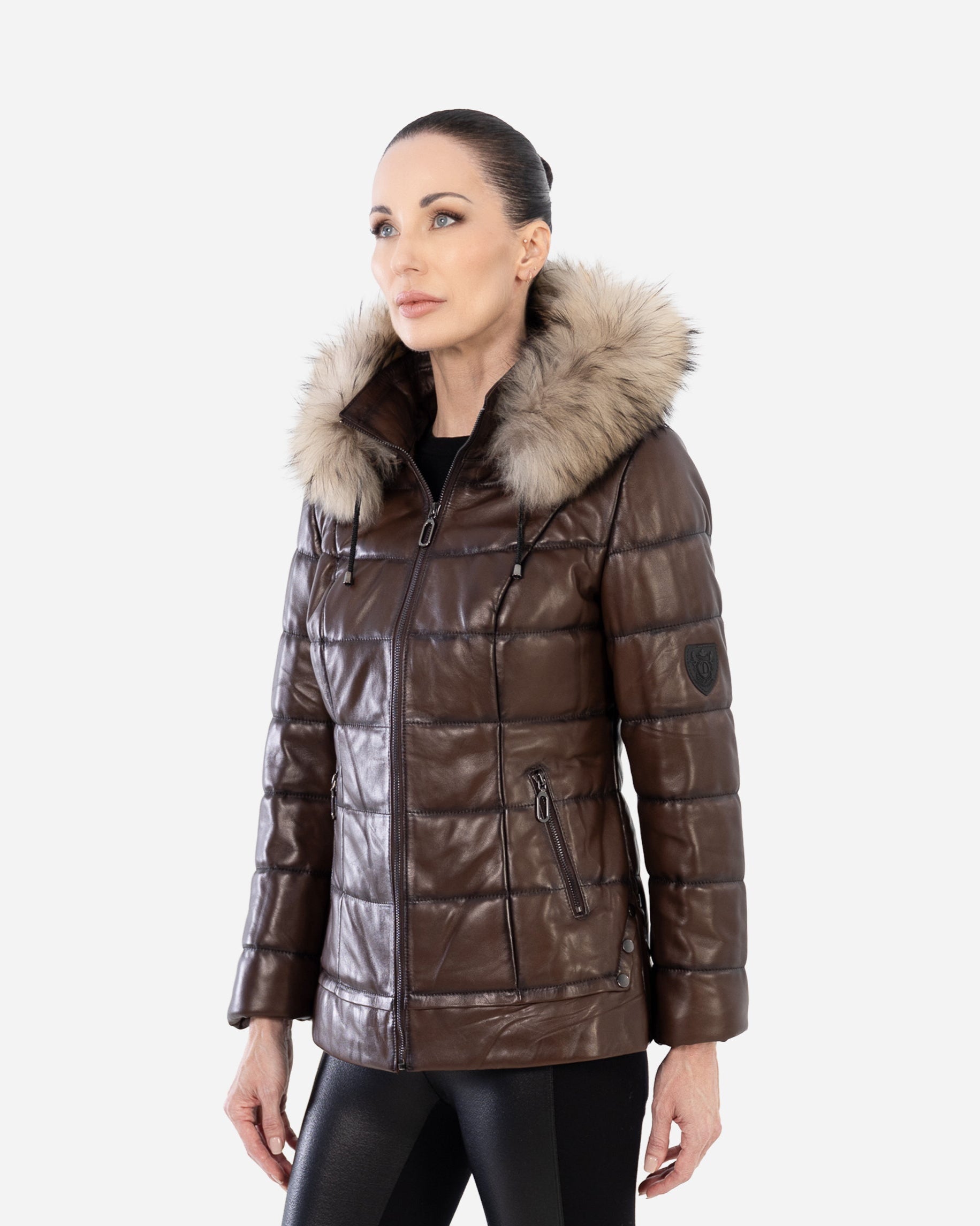 LYANNA leather puffer jacket