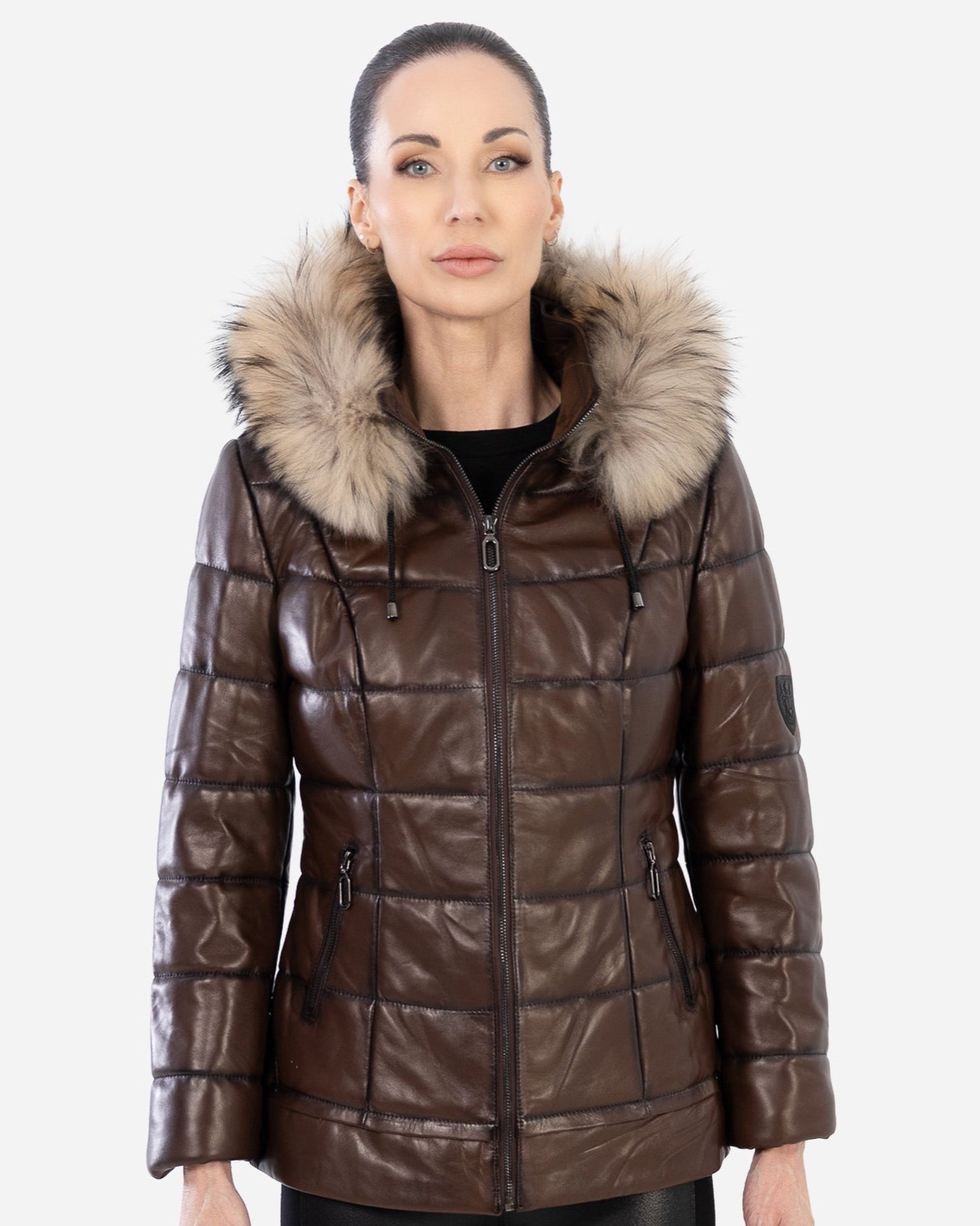 LYANNA leather puffer jacket