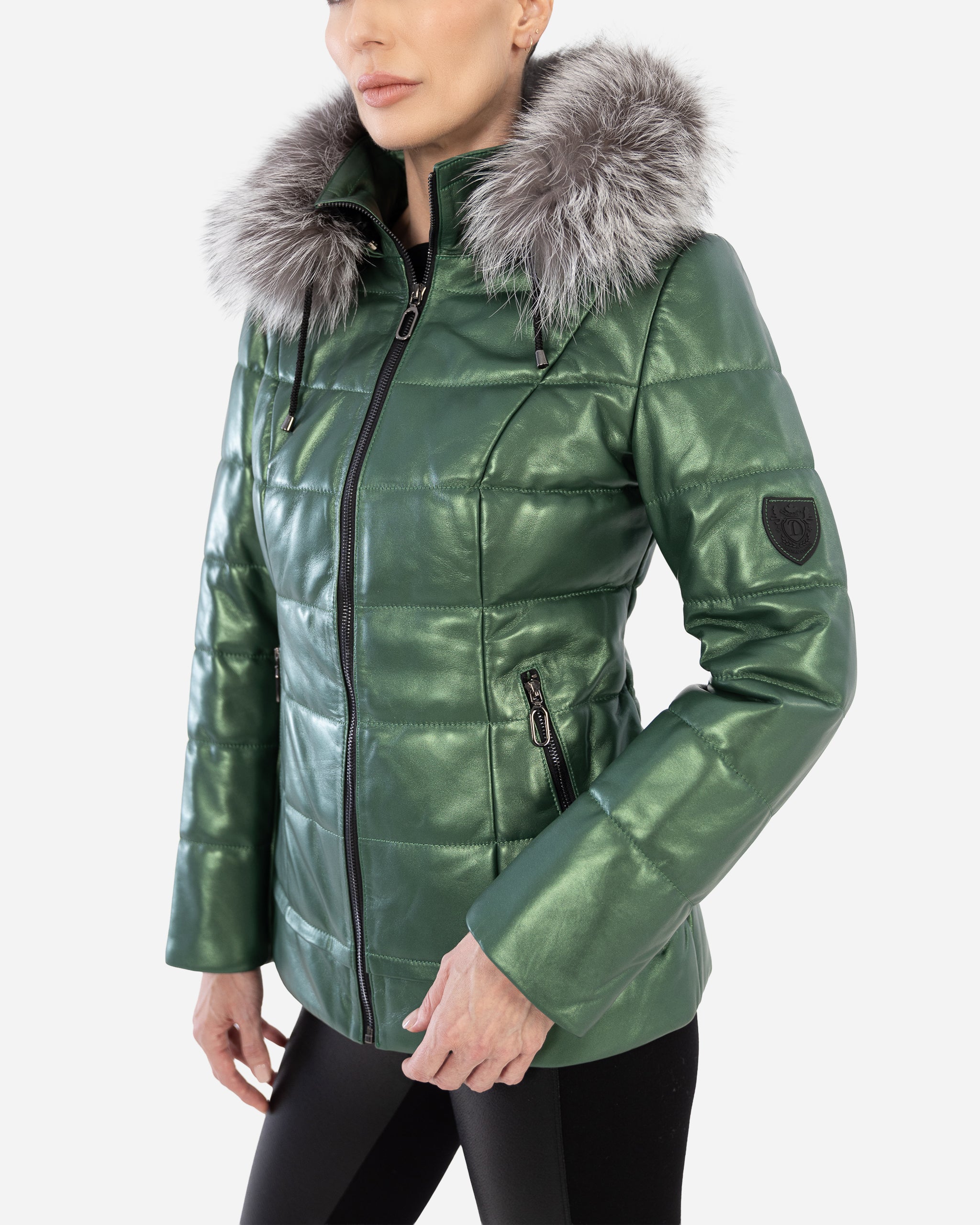 LYANNA leather puffer jacket
