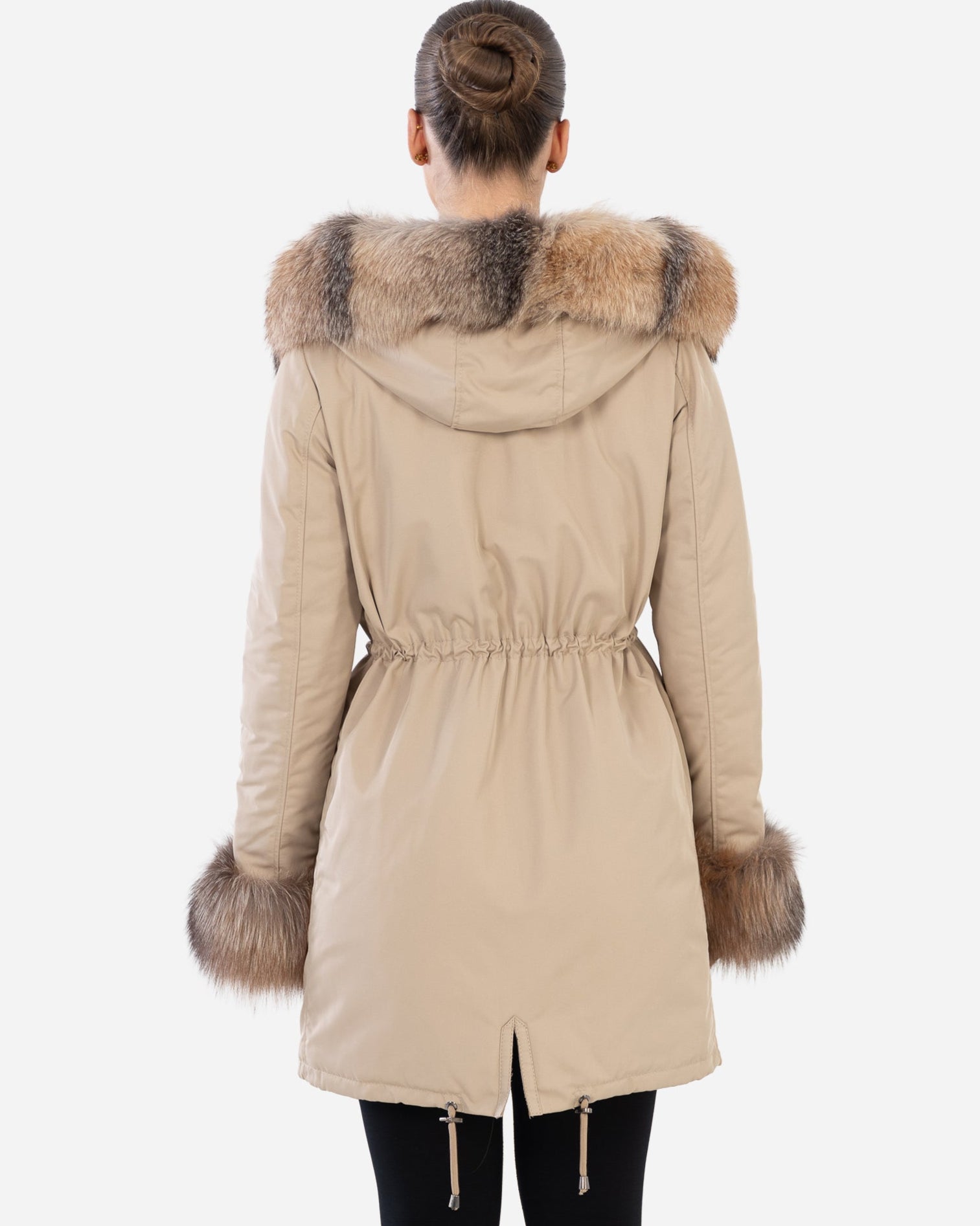 Lexi Women's Leather Down Coat with Removable Natural Fur
