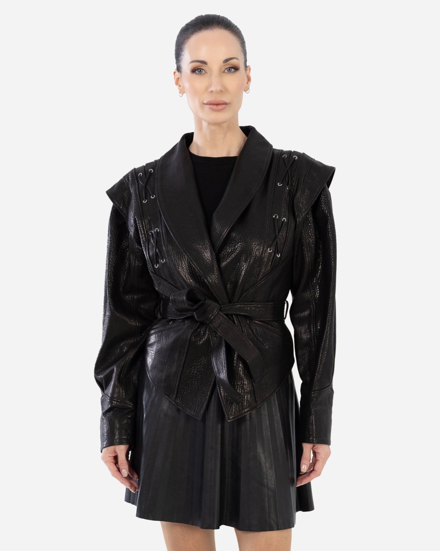 VESTE CLEO EN CUIR D'AGNEAU BULLÉ