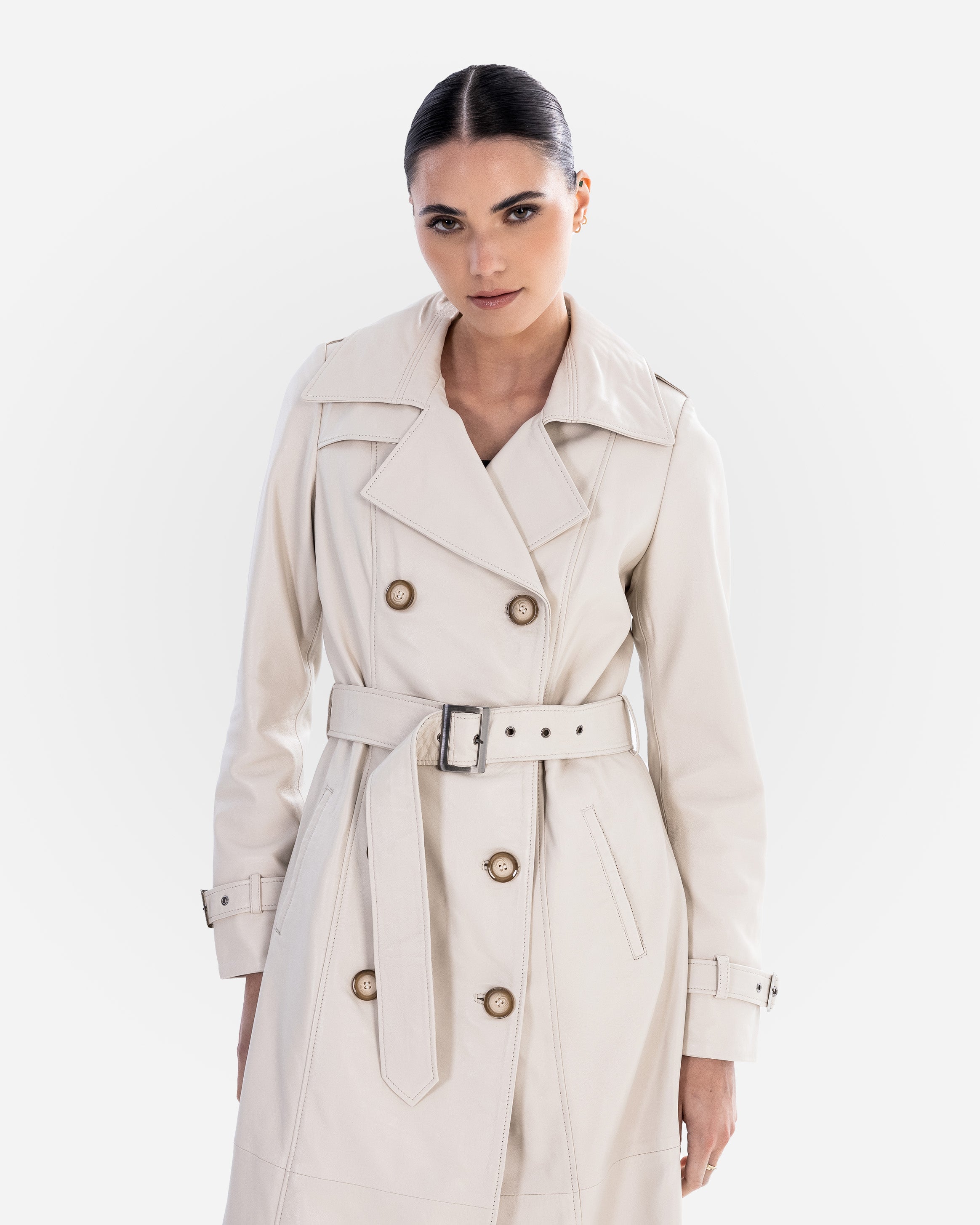 Trench-coat en cuir Adèle